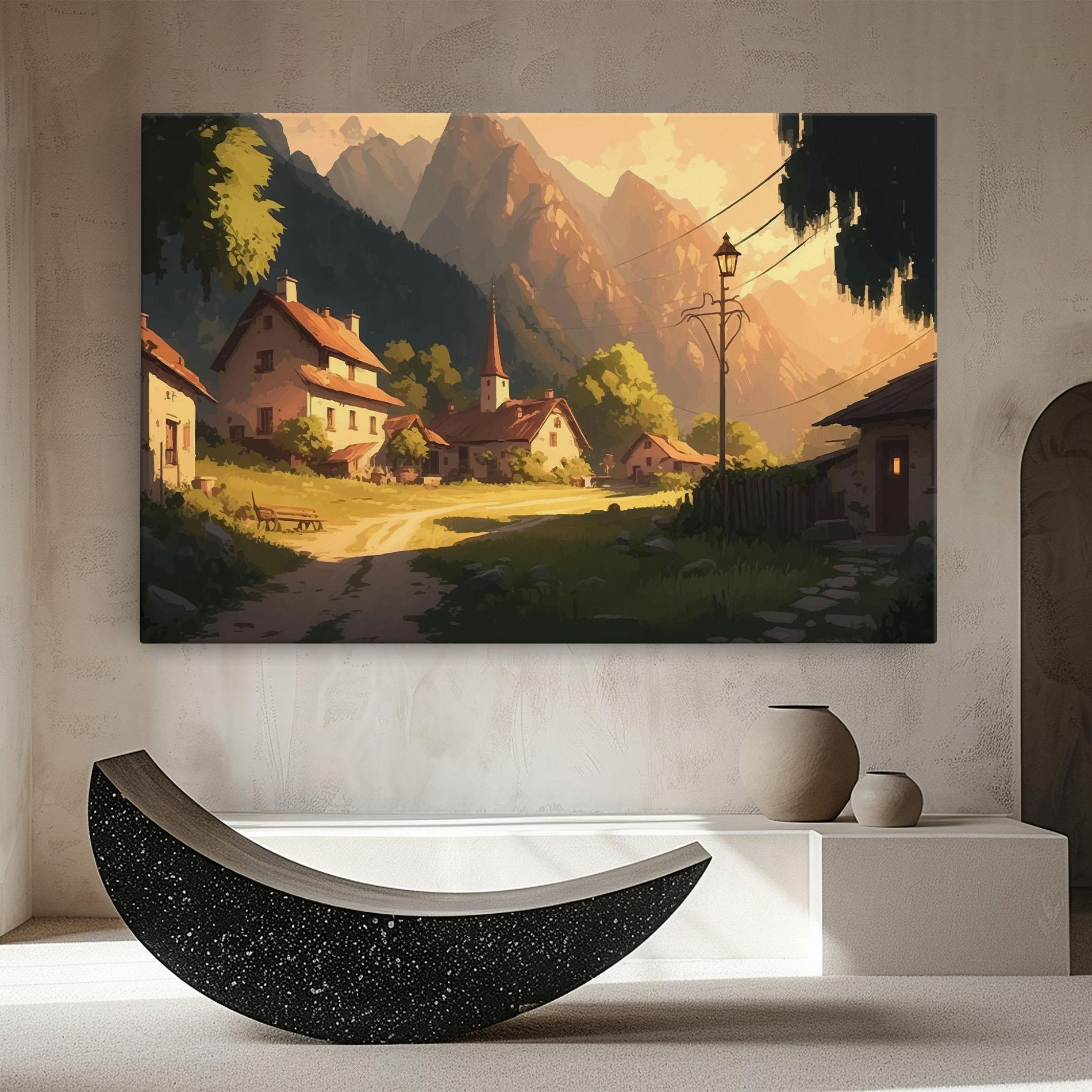 Vászonkép Grassy Village View mockup 8