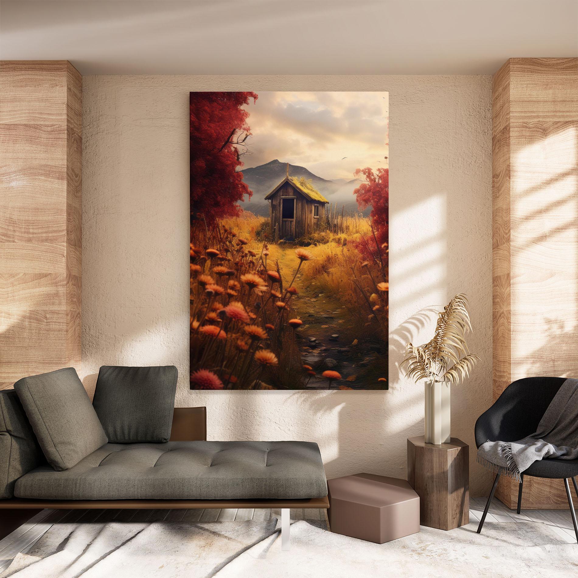 Vászonkép Small Cabin Field mockup 8