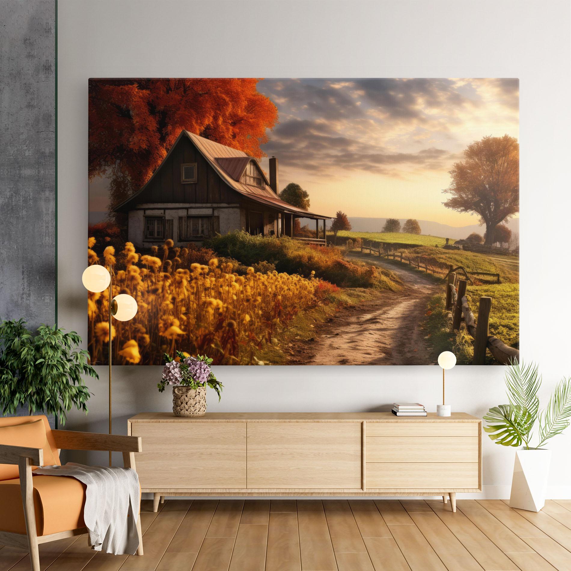 Vászonkép Autumn Farm House mockup 9