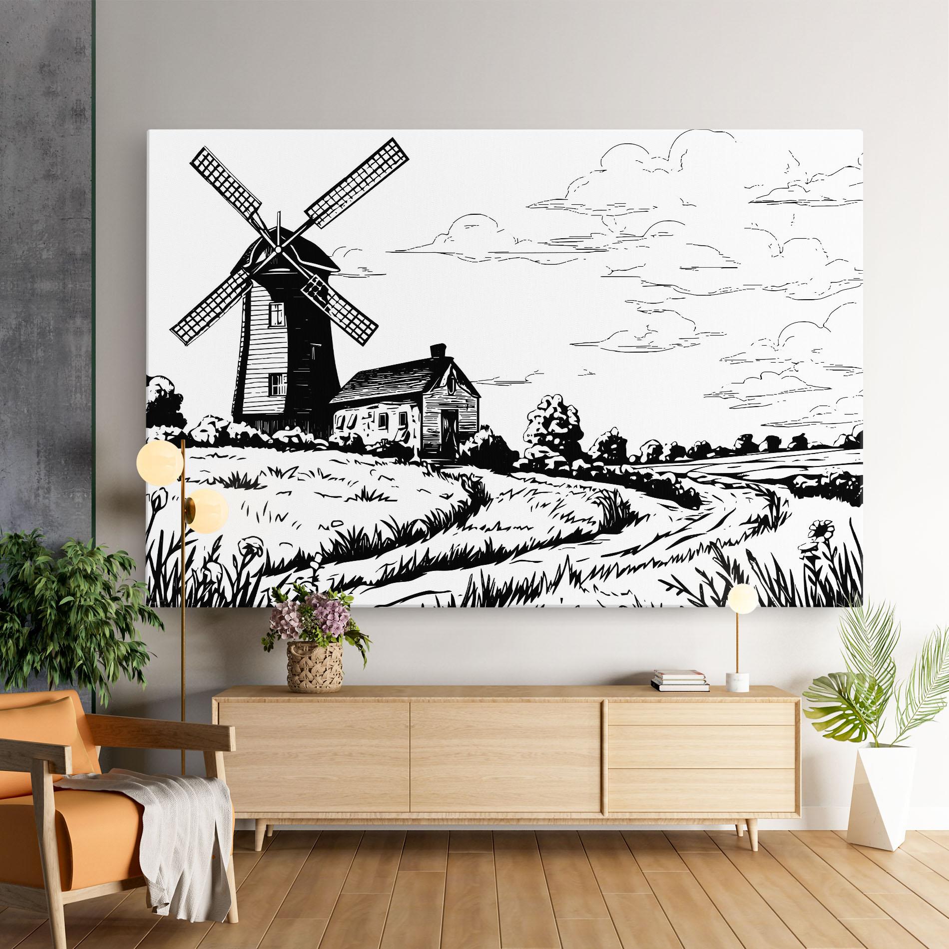 Vászonkép Black Line Wheat mockup 9