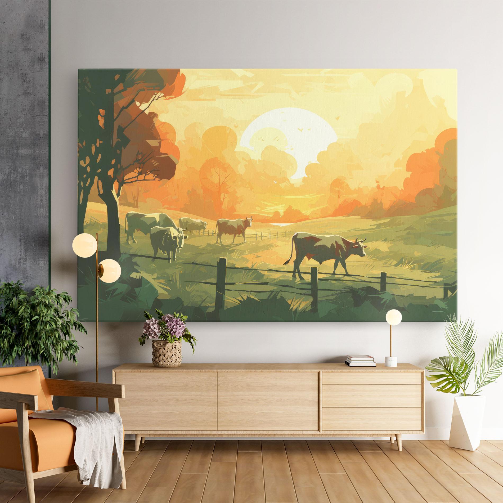 Vászonkép Cows Grazing mockup 9