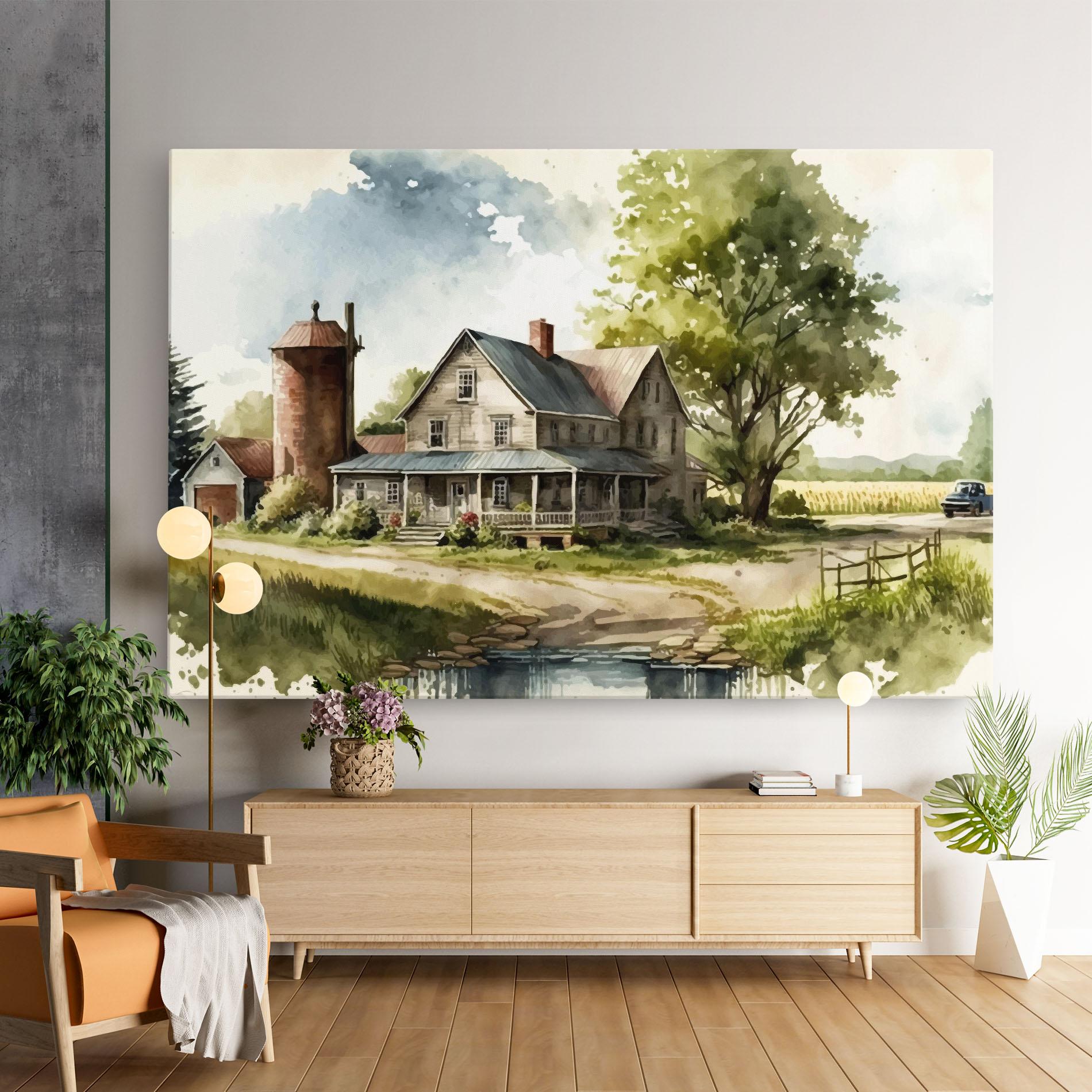 Vászonkép Farm Blue Car mockup 9
