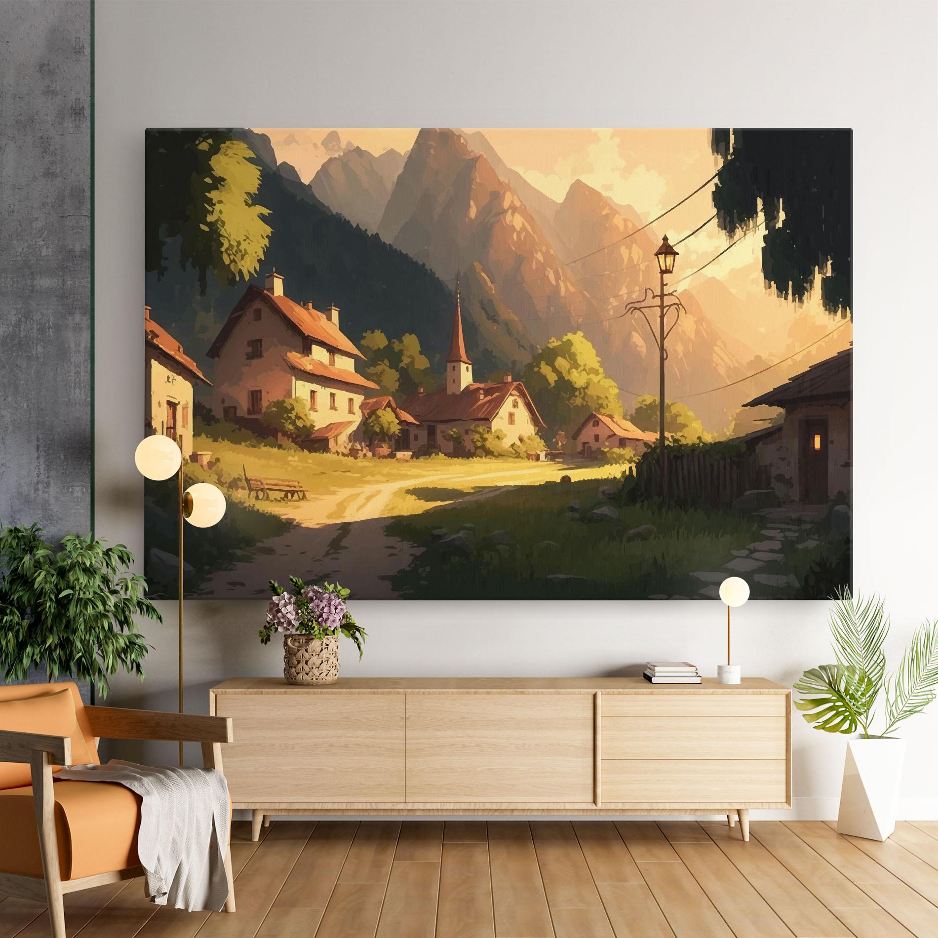 Vászonkép Grassy Village View mockup 9
