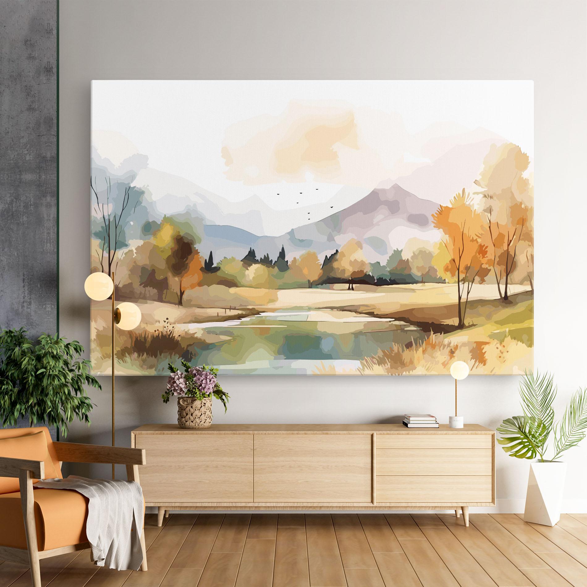 Vászonkép Rural Lake View mockup 9