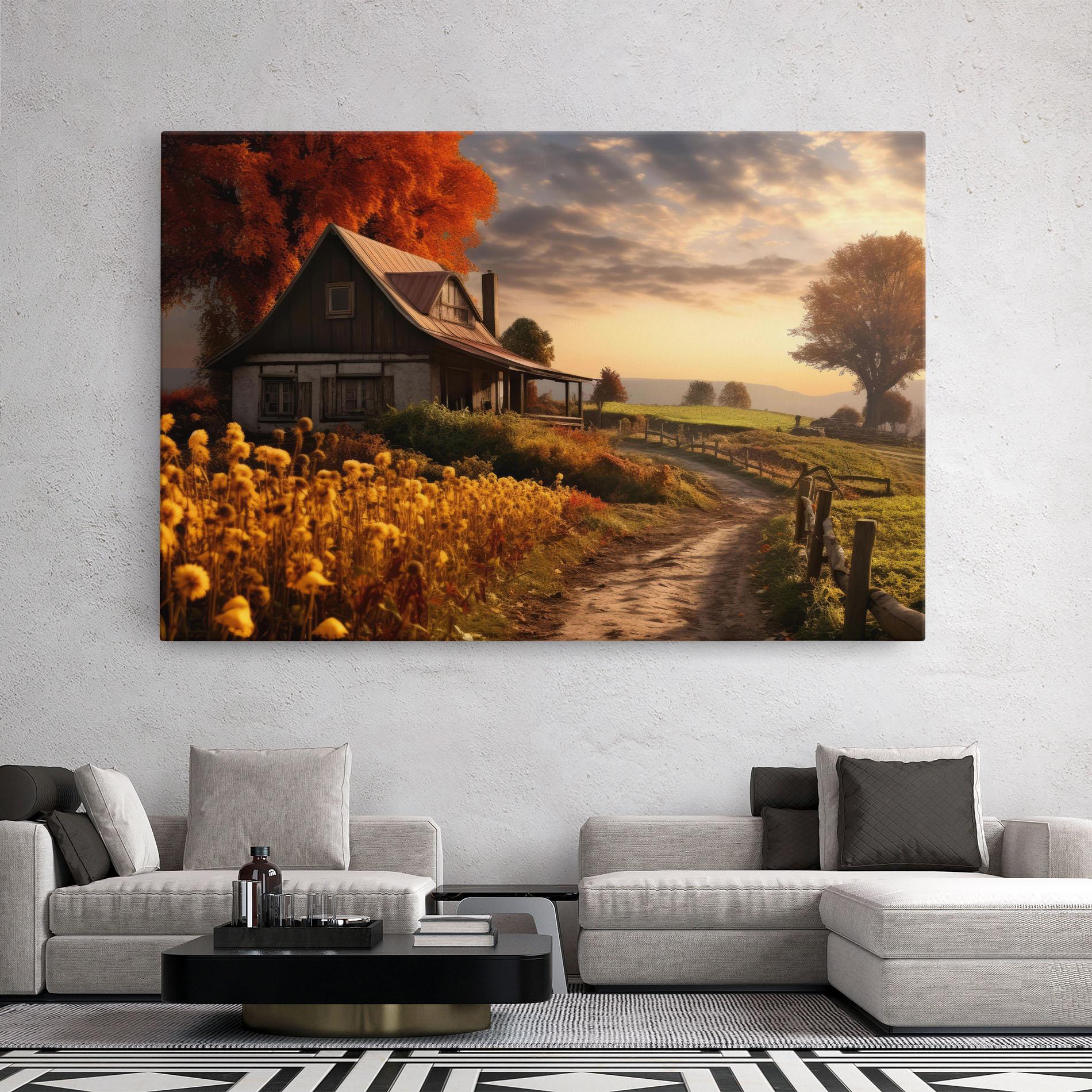 Vászonkép Autumn Farm House mockup 2