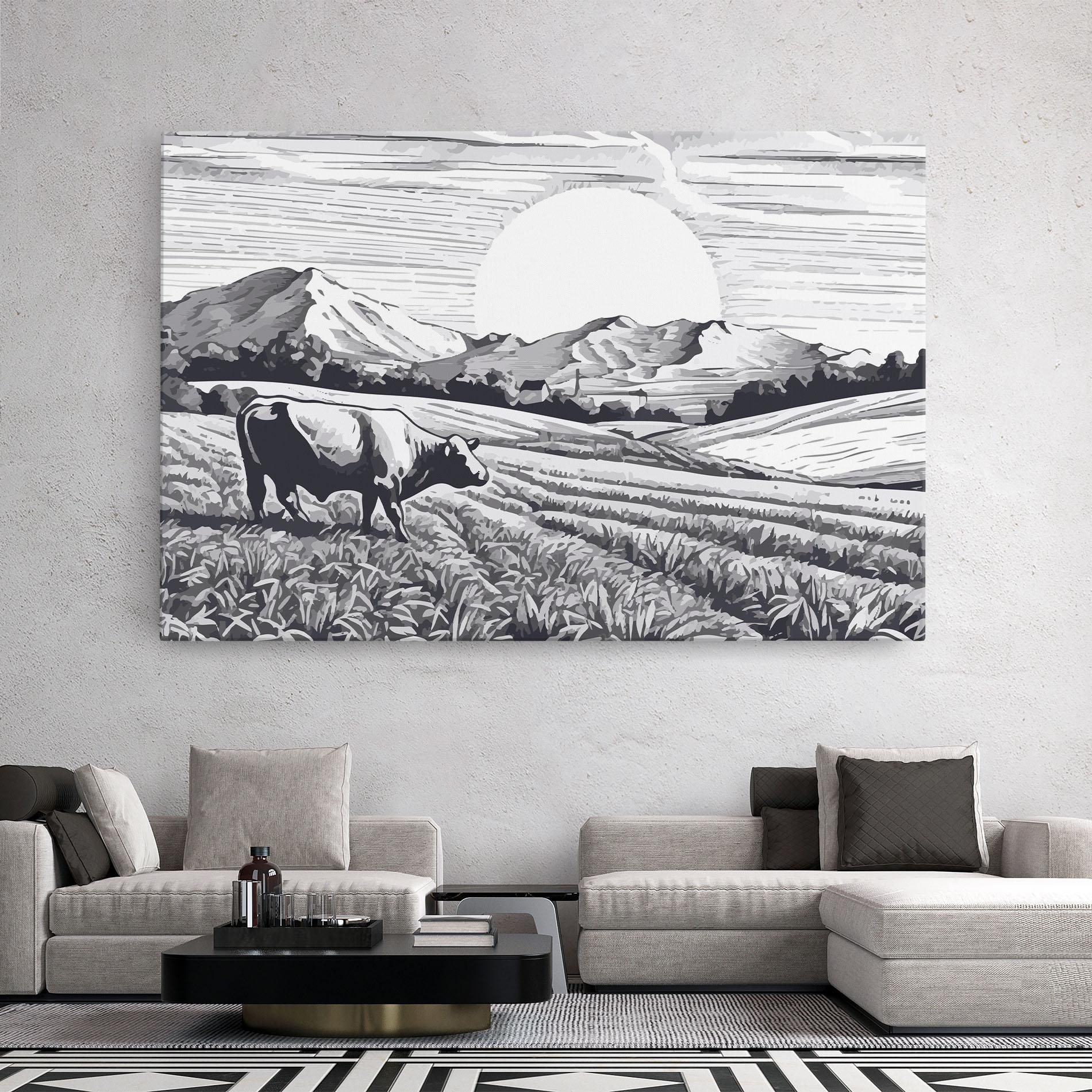 Vászonkép Cow Grey Ink mockup 2