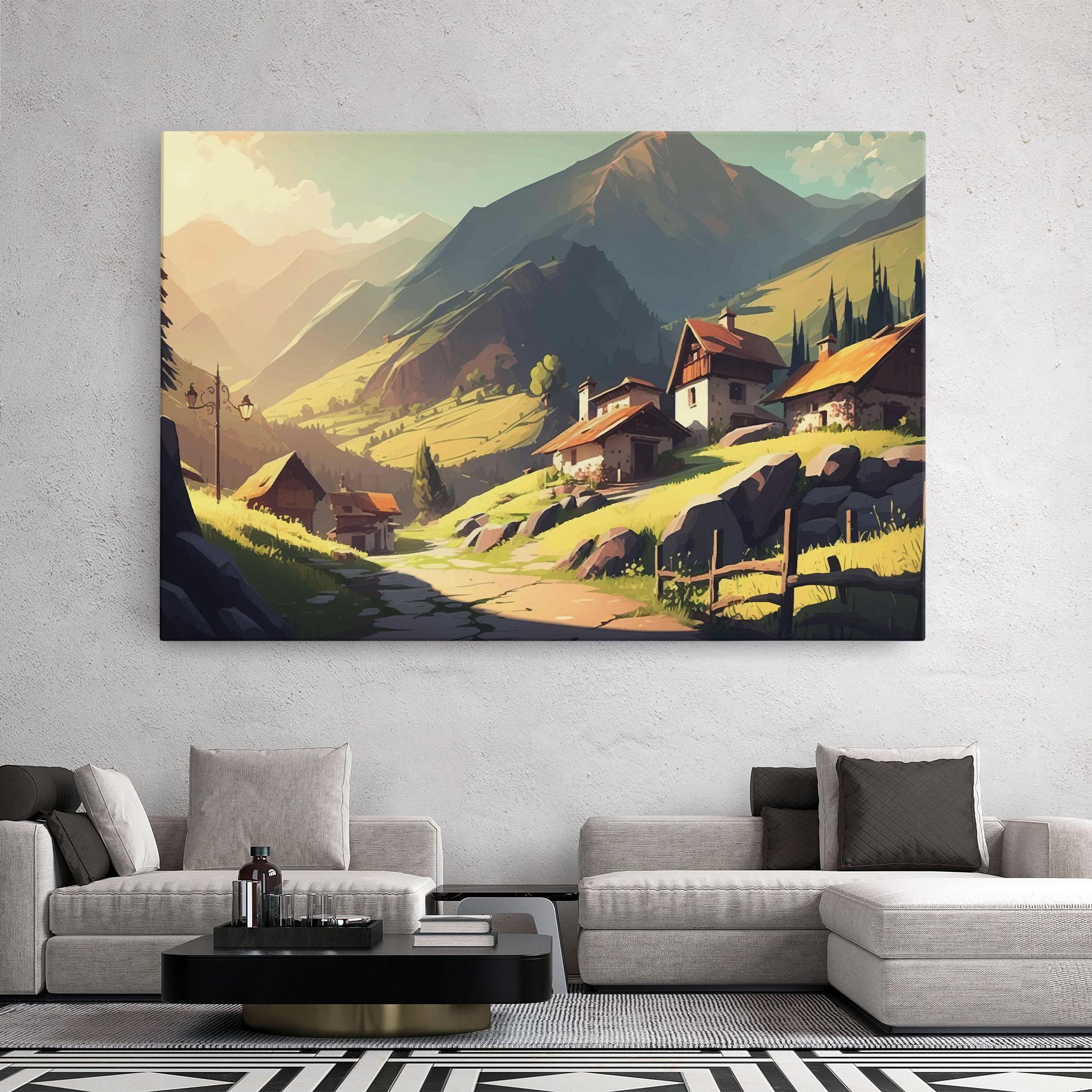 Vászonkép Grassy Mountain View mockup 2