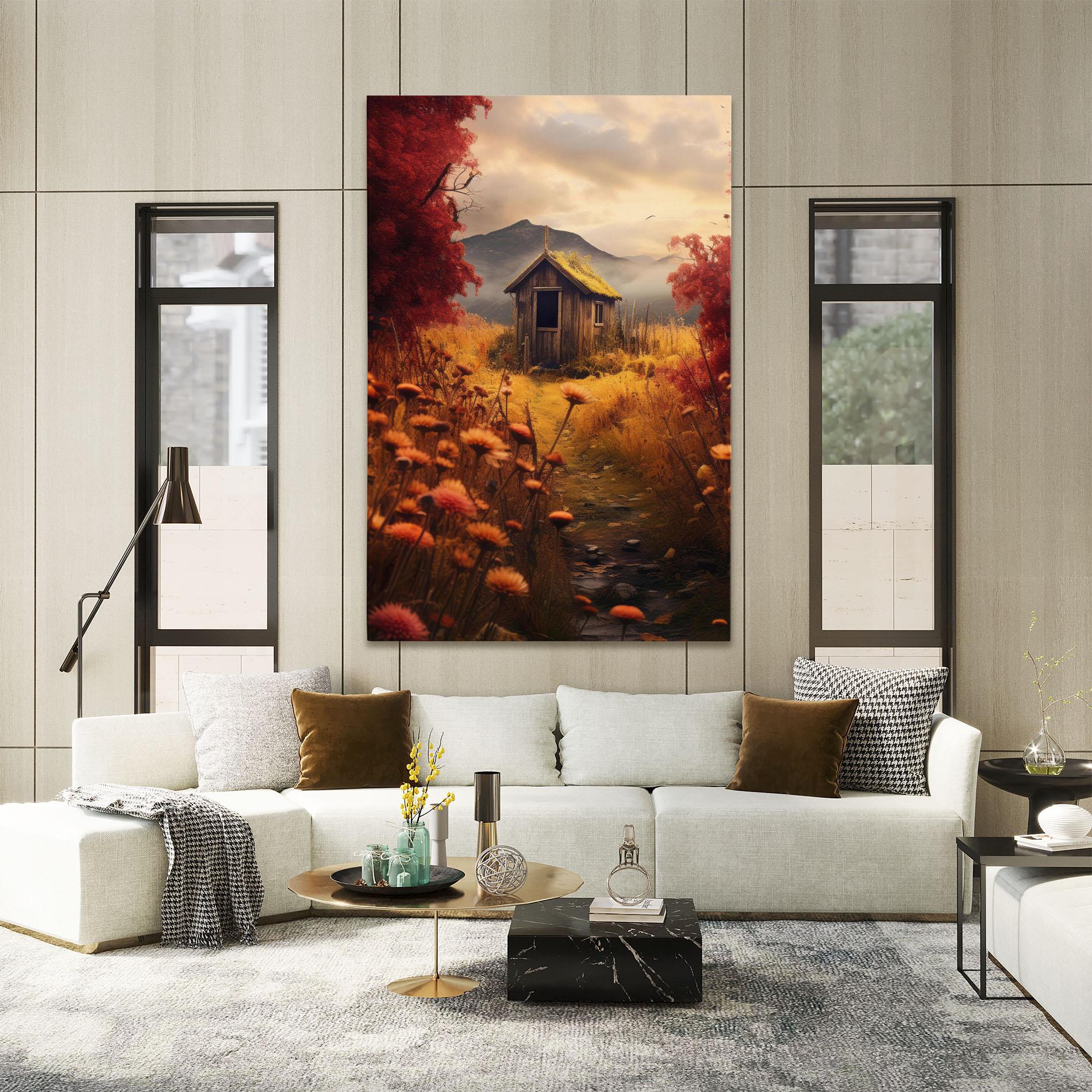 Vászonkép Small Cabin Field mockup 2