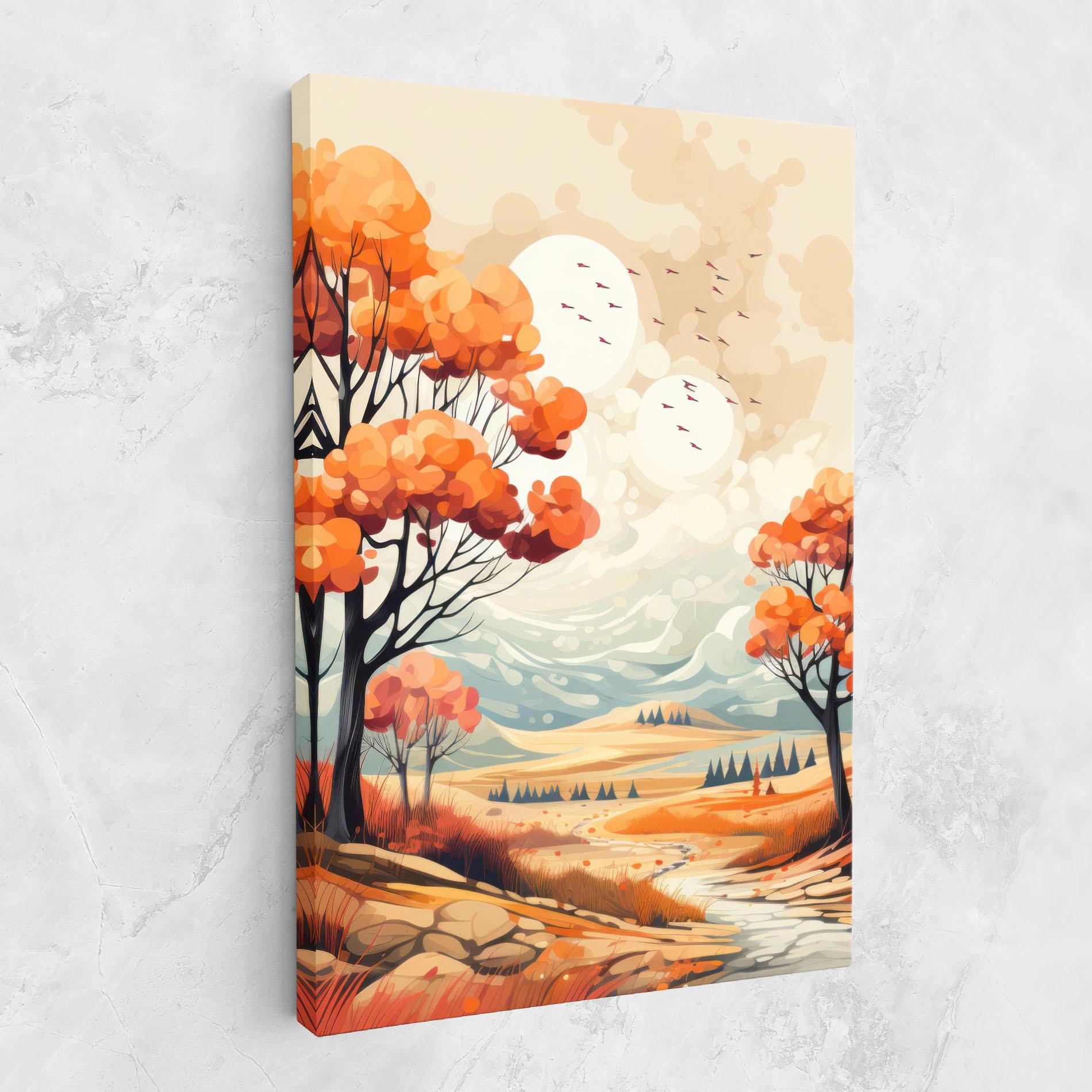Vászonkép Autumn Tree Painting mockup 1