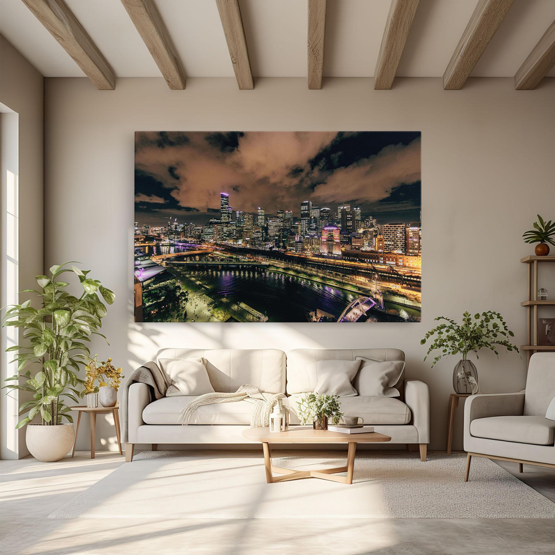 Vászonkép Green Purple City mockup 6