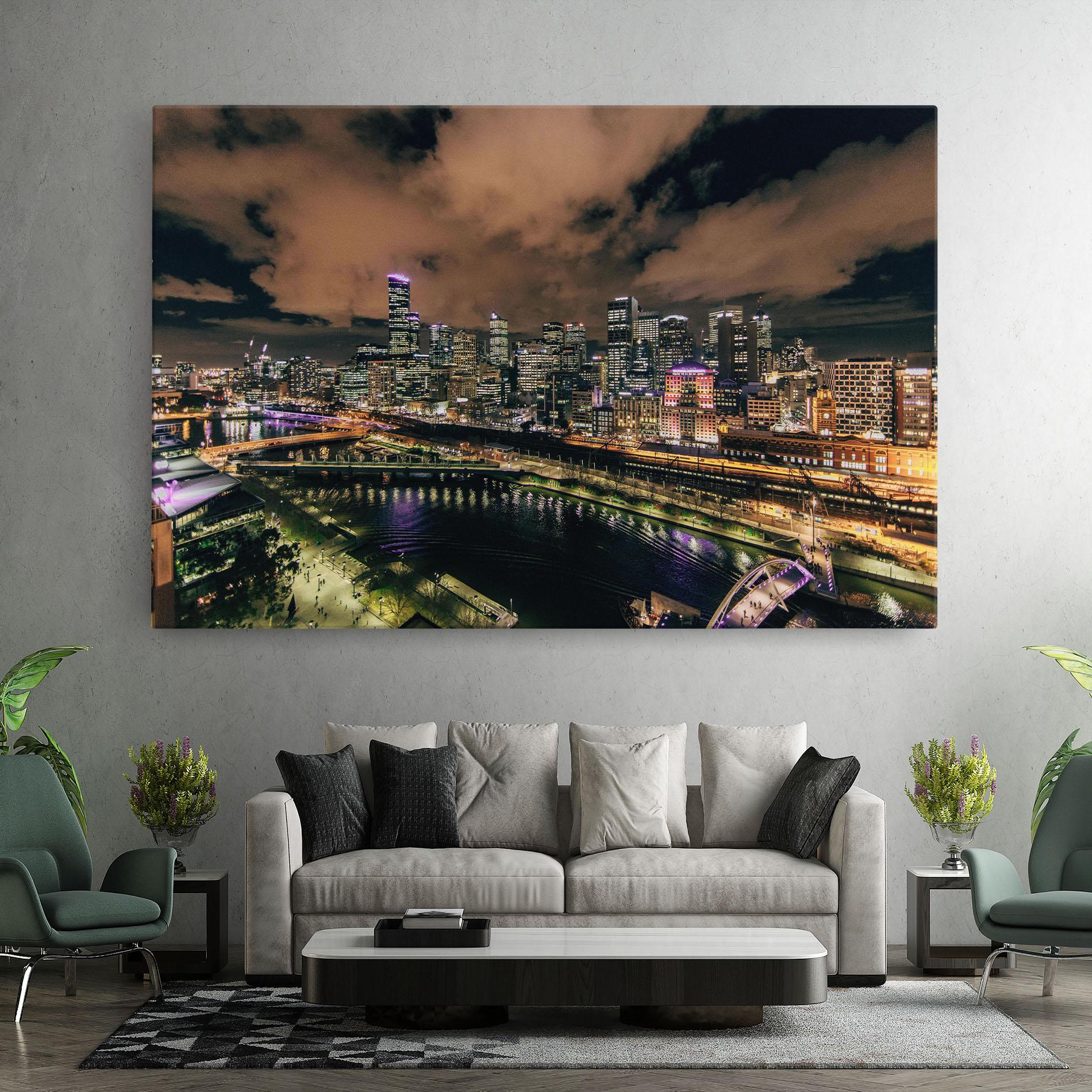 Vászonkép Green Purple City mockup 7