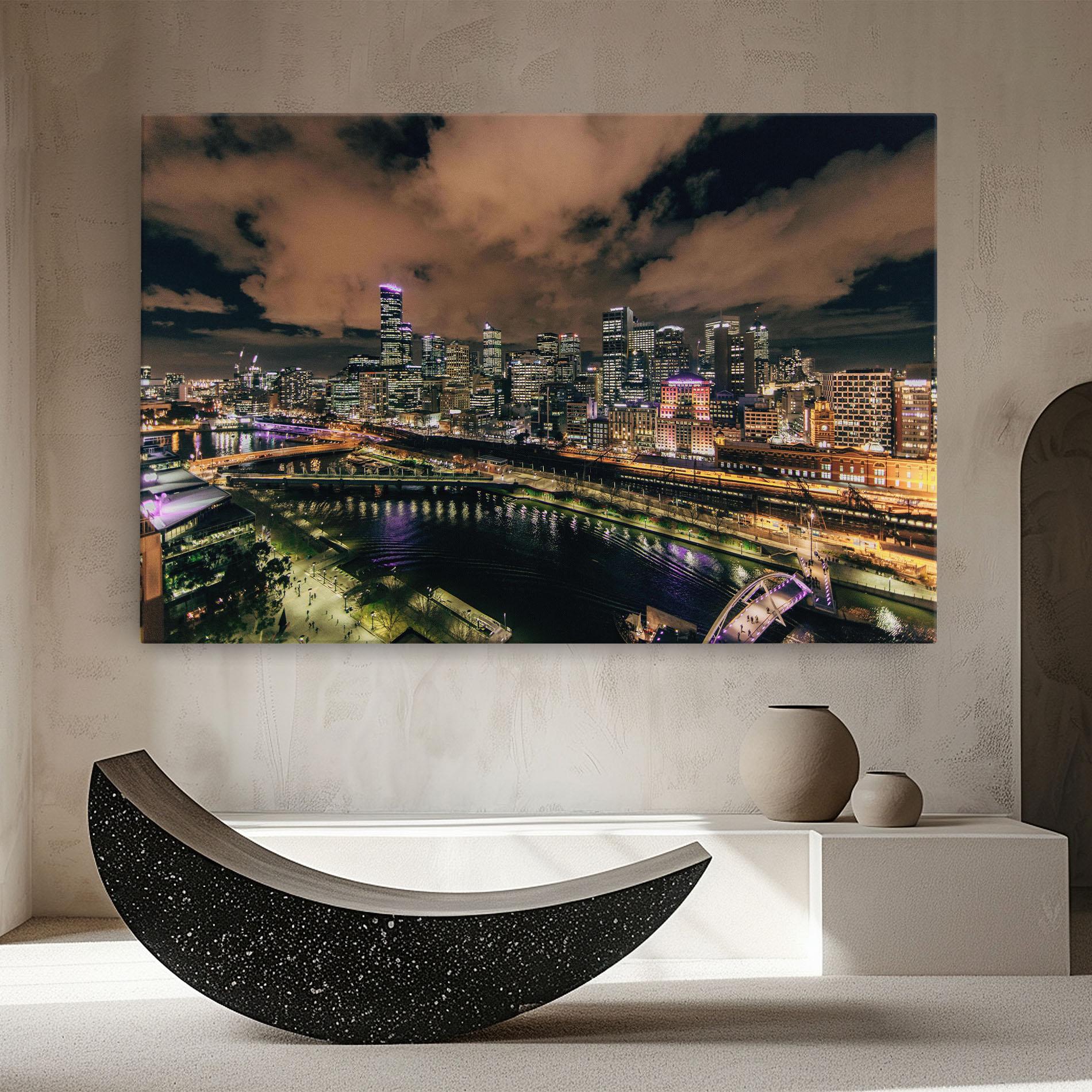 Vászonkép Green Purple City mockup 8