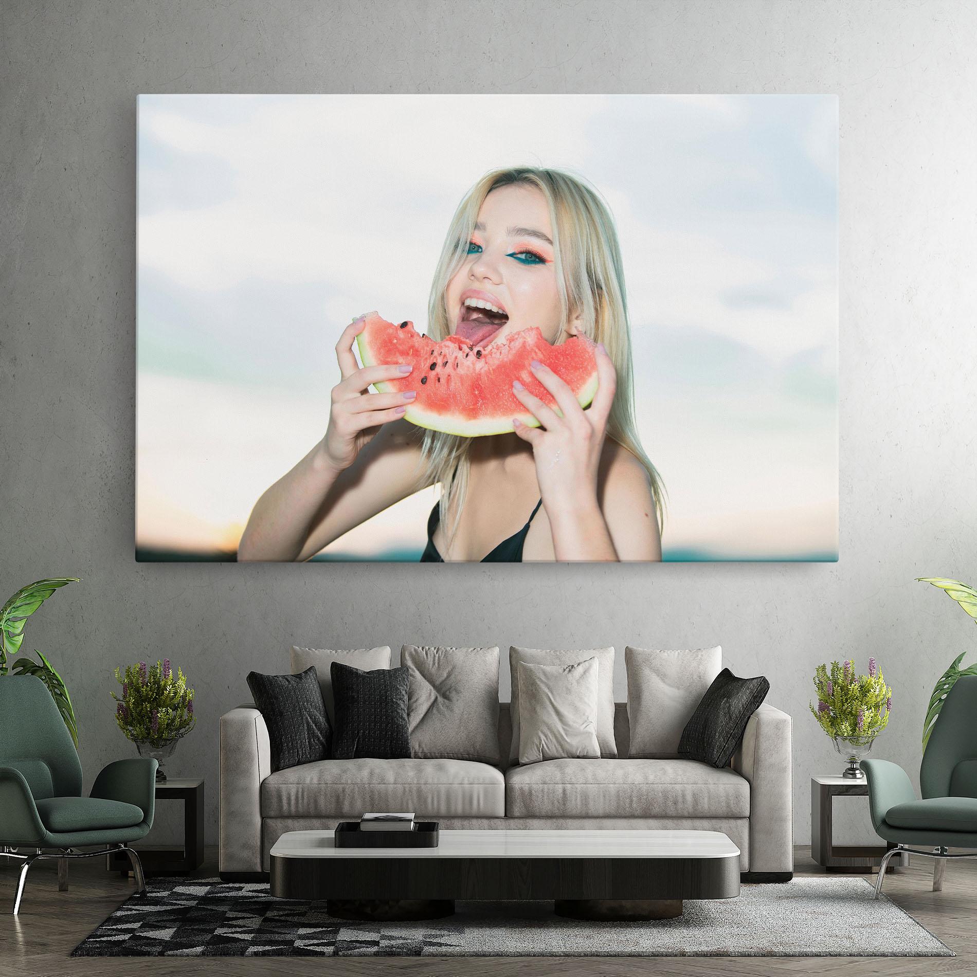 Vászonkép Eating Watermelon mockup 7