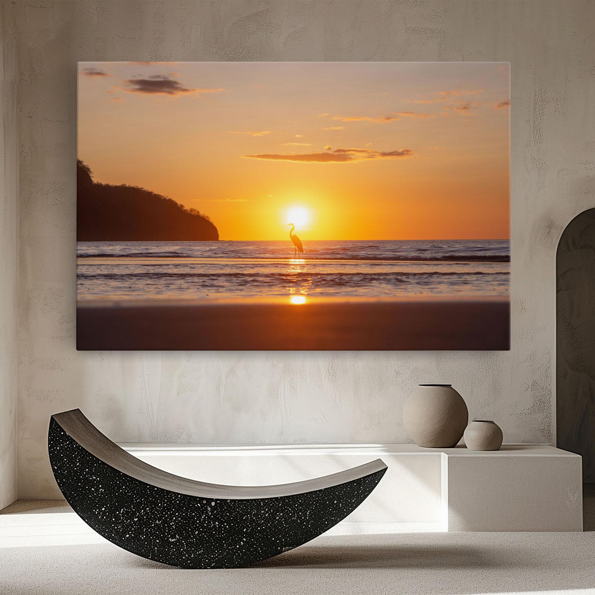 Vászonkép Sunset Bird Silhouette mockup 8