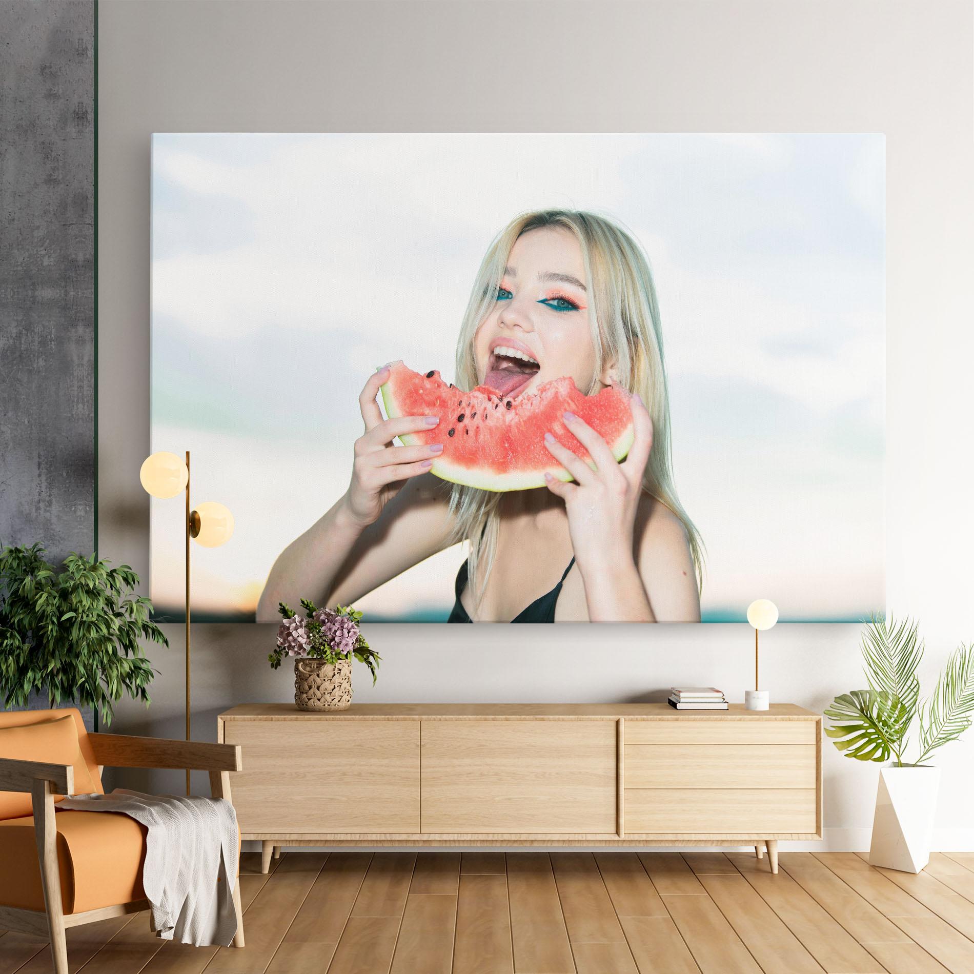 Vászonkép Eating Watermelon mockup 9