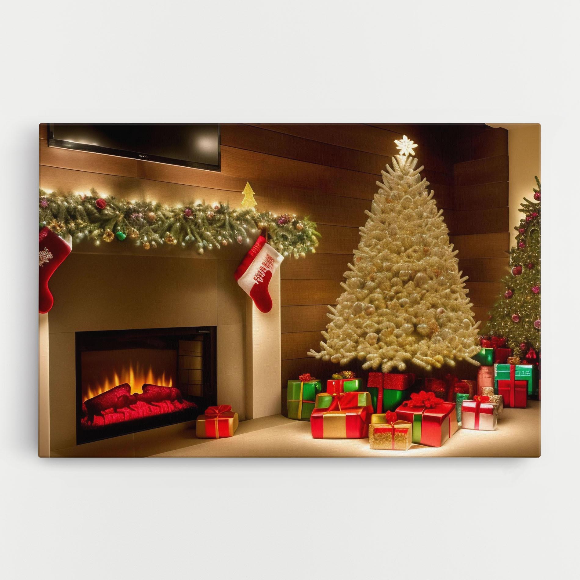 Vászonkép Decorated Christmas Tree mockup 0