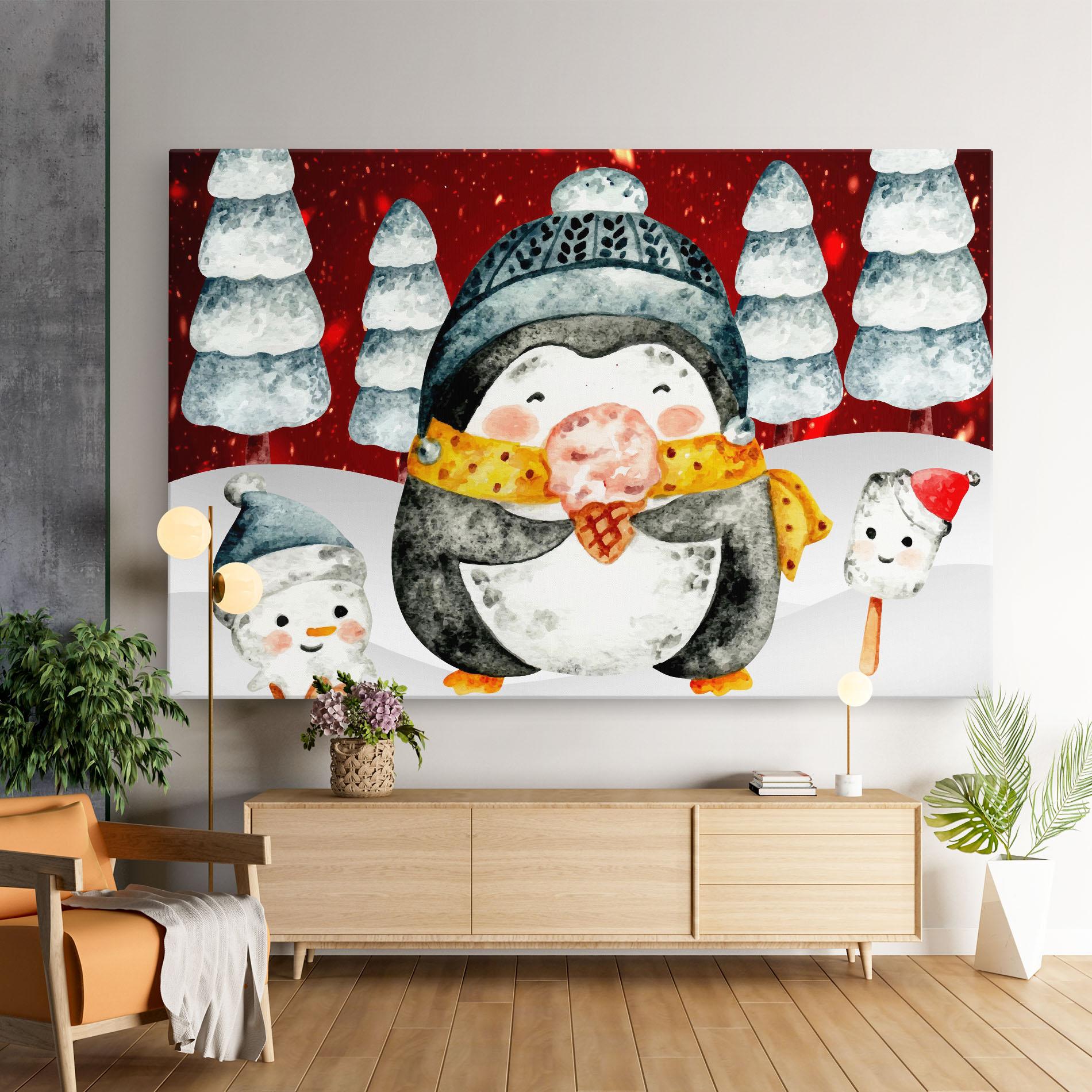 Vászonkép Yellow Pinguin mockup 9