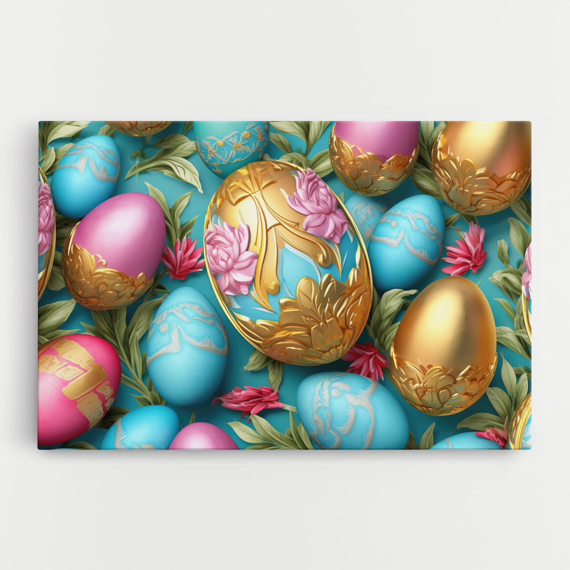 Vászonkép Blue Pink Easter Egs mockup 0