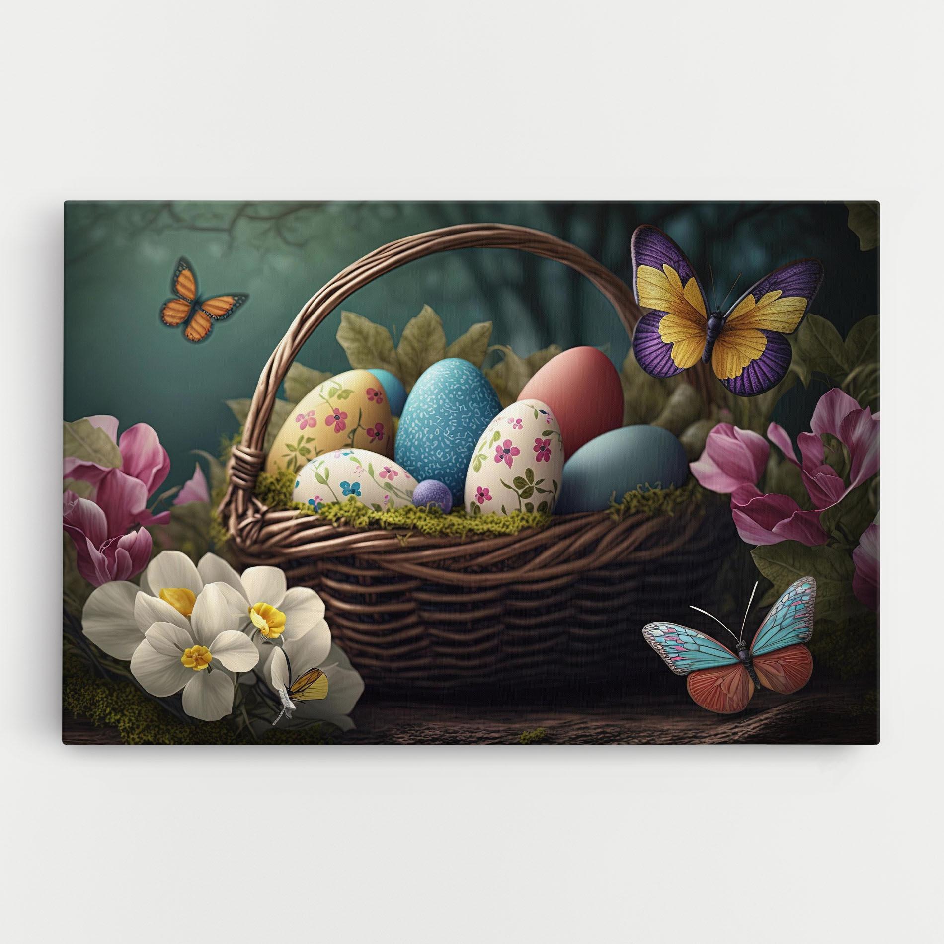 Vászonkép Easter Eggs Butterfly mockup 0