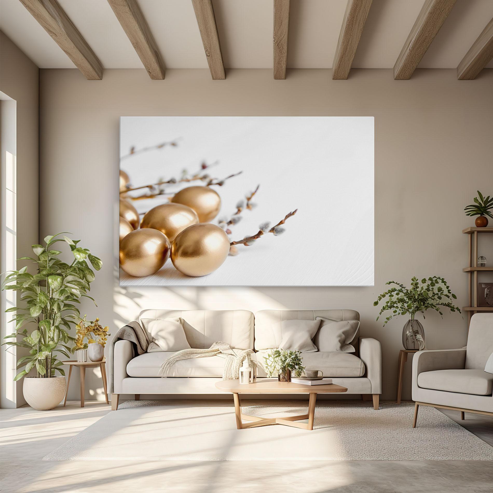 Vászonkép Easter Gold Eggs mockup 6