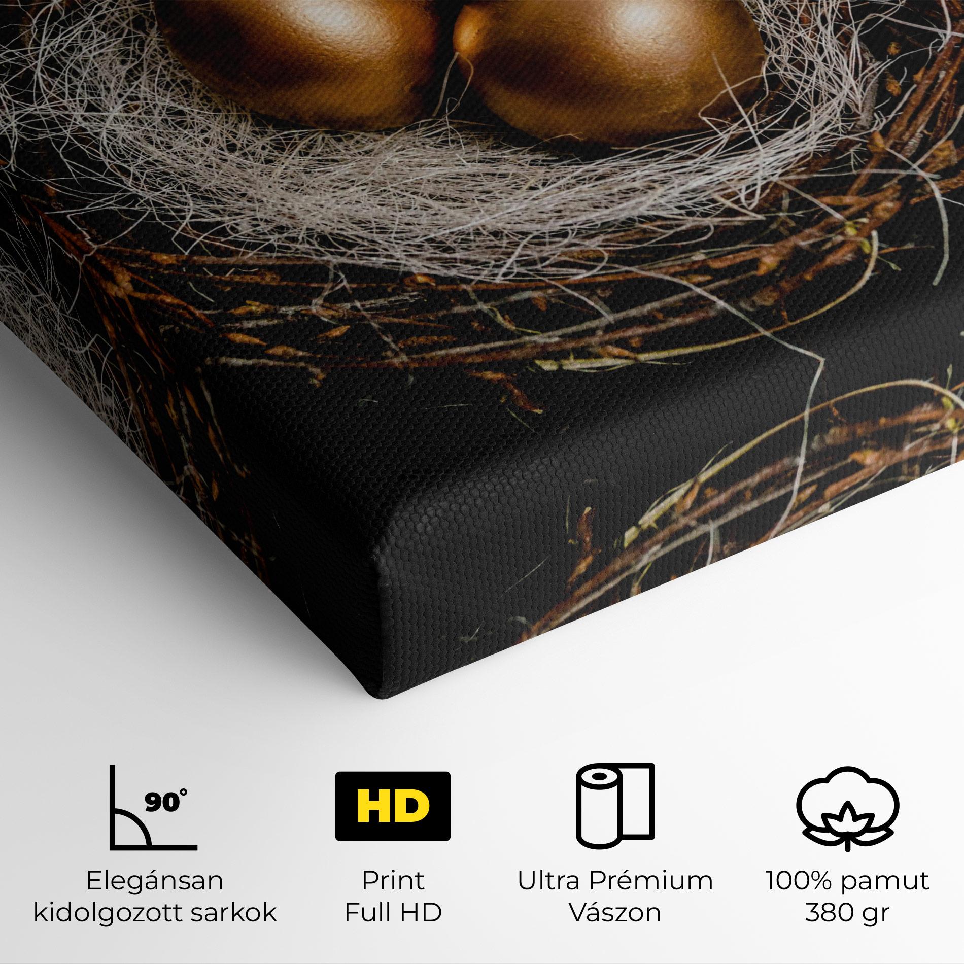 Vászonkép Pretty Golden Easter Eggs mockup 4