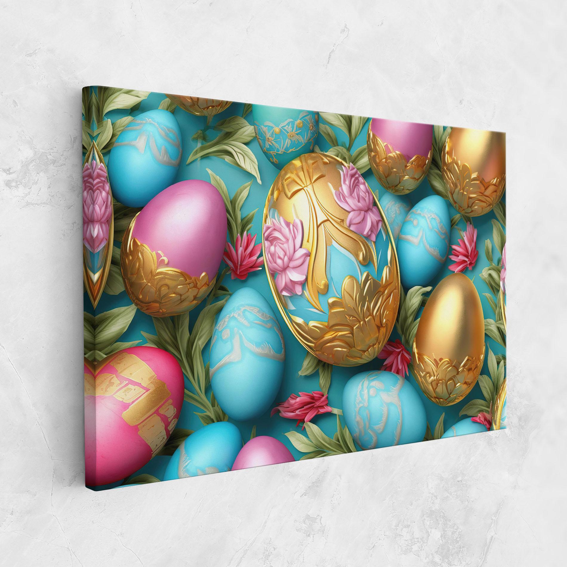 Vászonkép Blue Pink Easter Egs mockup 1