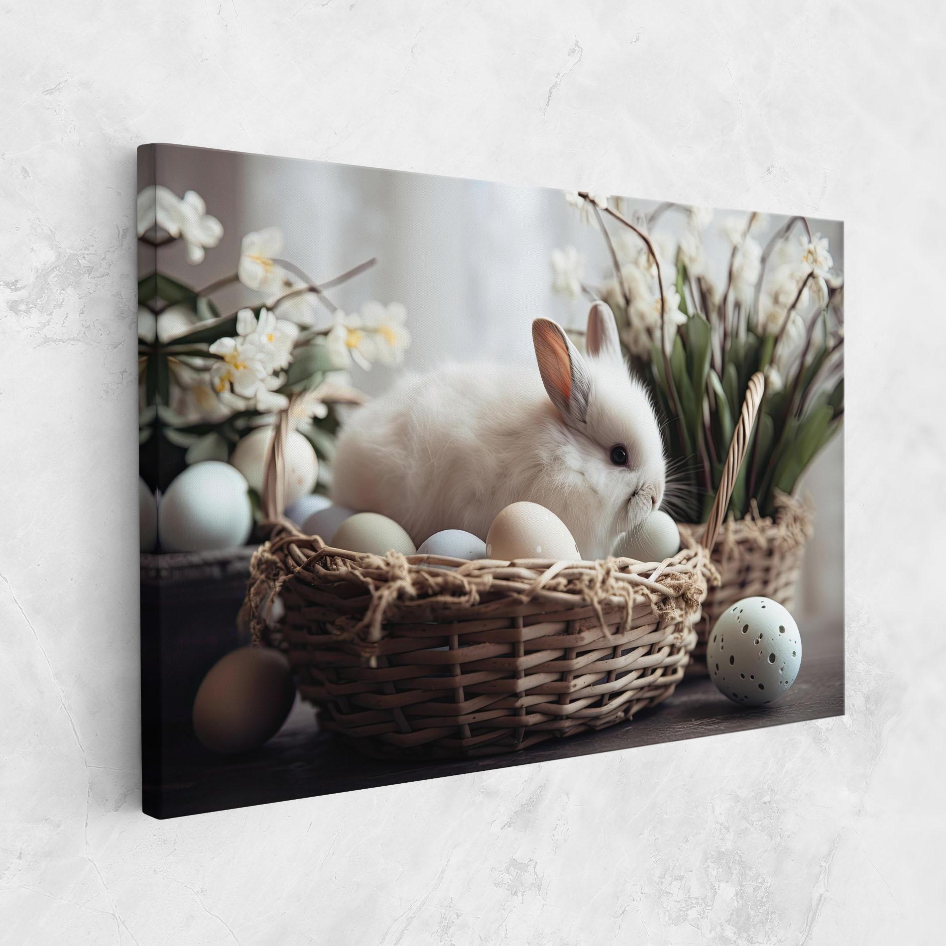 Vászonkép Cute White Easter Eggs mockup 1