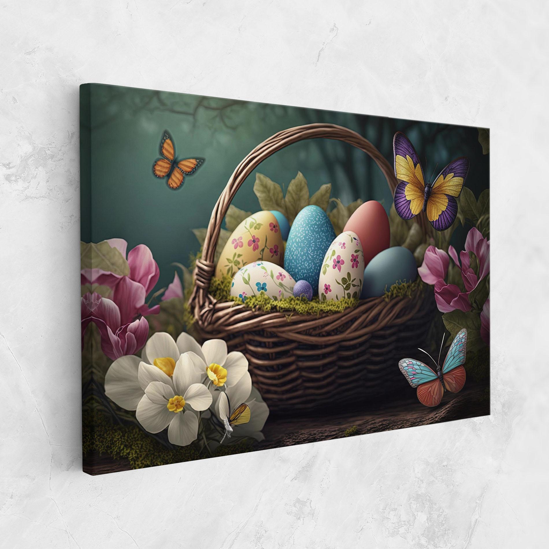 Vászonkép Easter Eggs Butterfly mockup 1