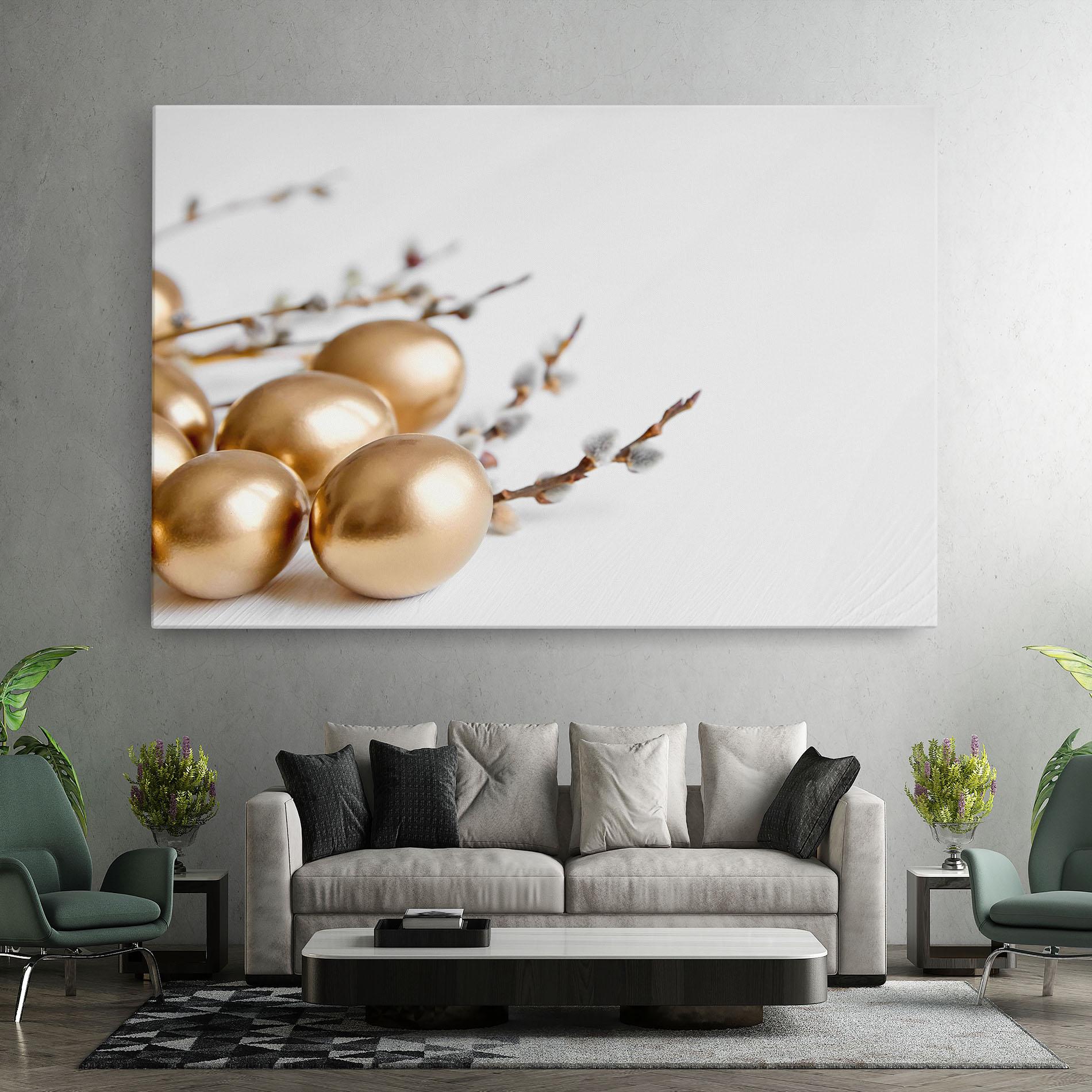 Vászonkép Easter Gold Eggs mockup 7