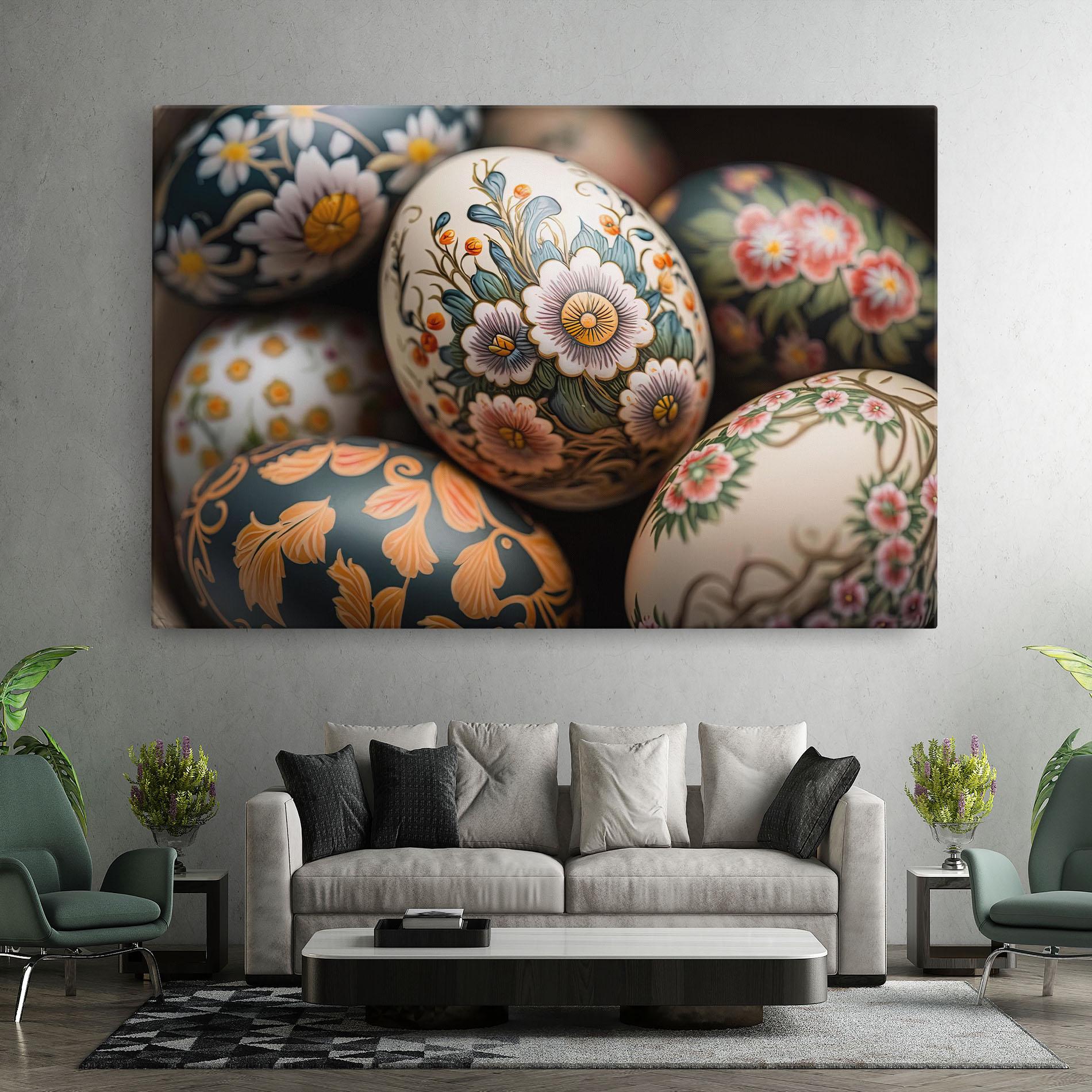 Vászonkép Floral Painted Eggs mockup 7