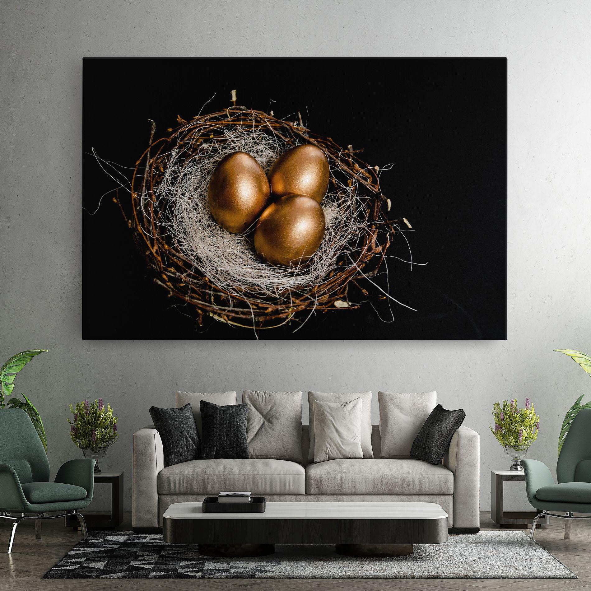 Vászonkép Pretty Golden Easter Eggs mockup 7