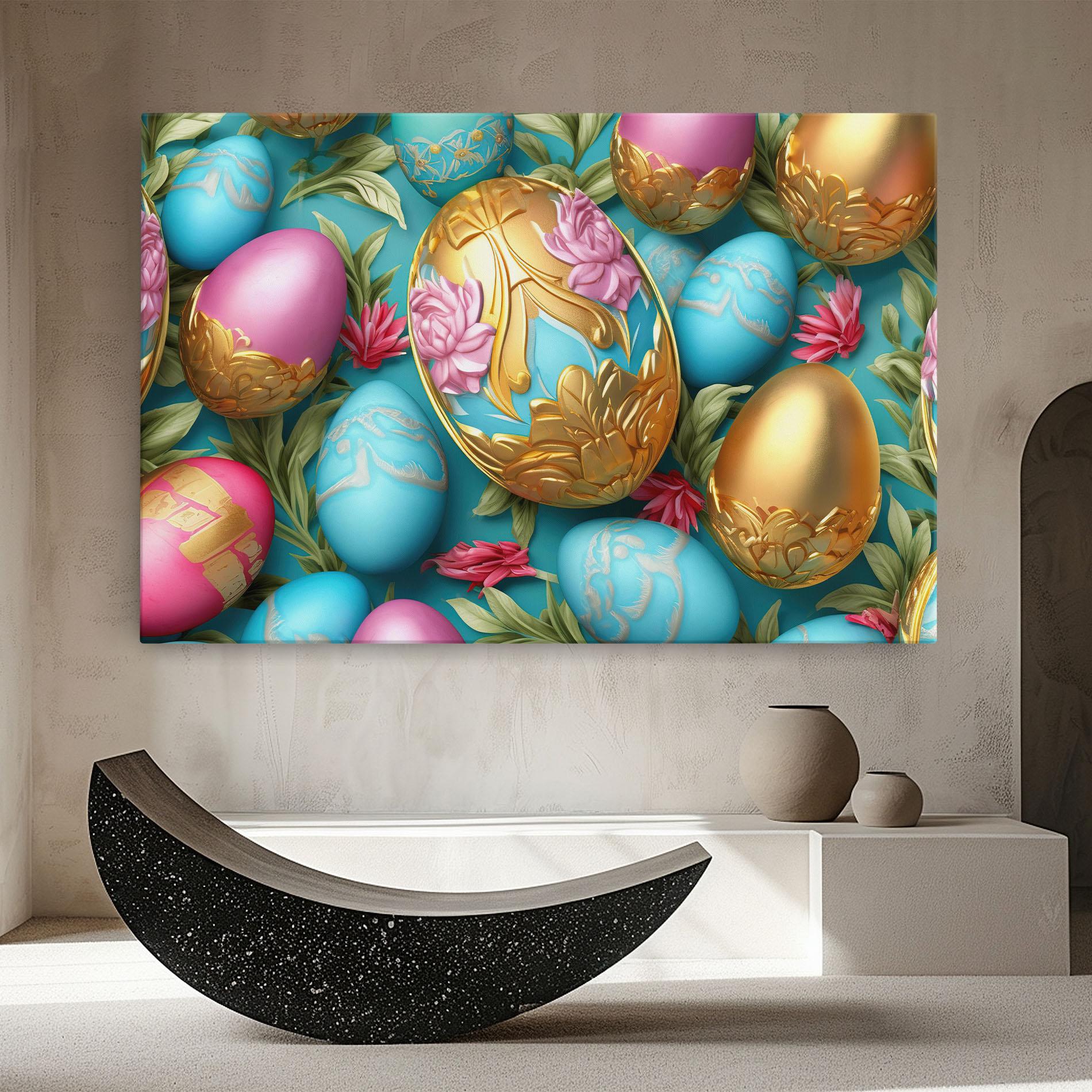 Vászonkép Blue Pink Easter Egs mockup 8