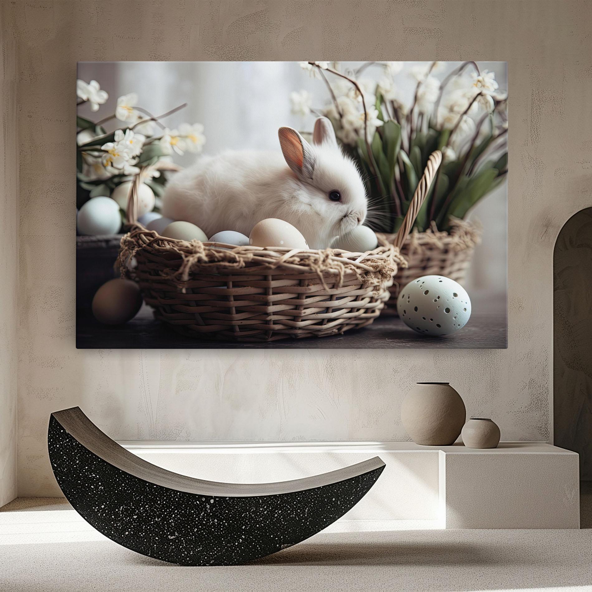 Vászonkép Cute White Easter Eggs mockup 8