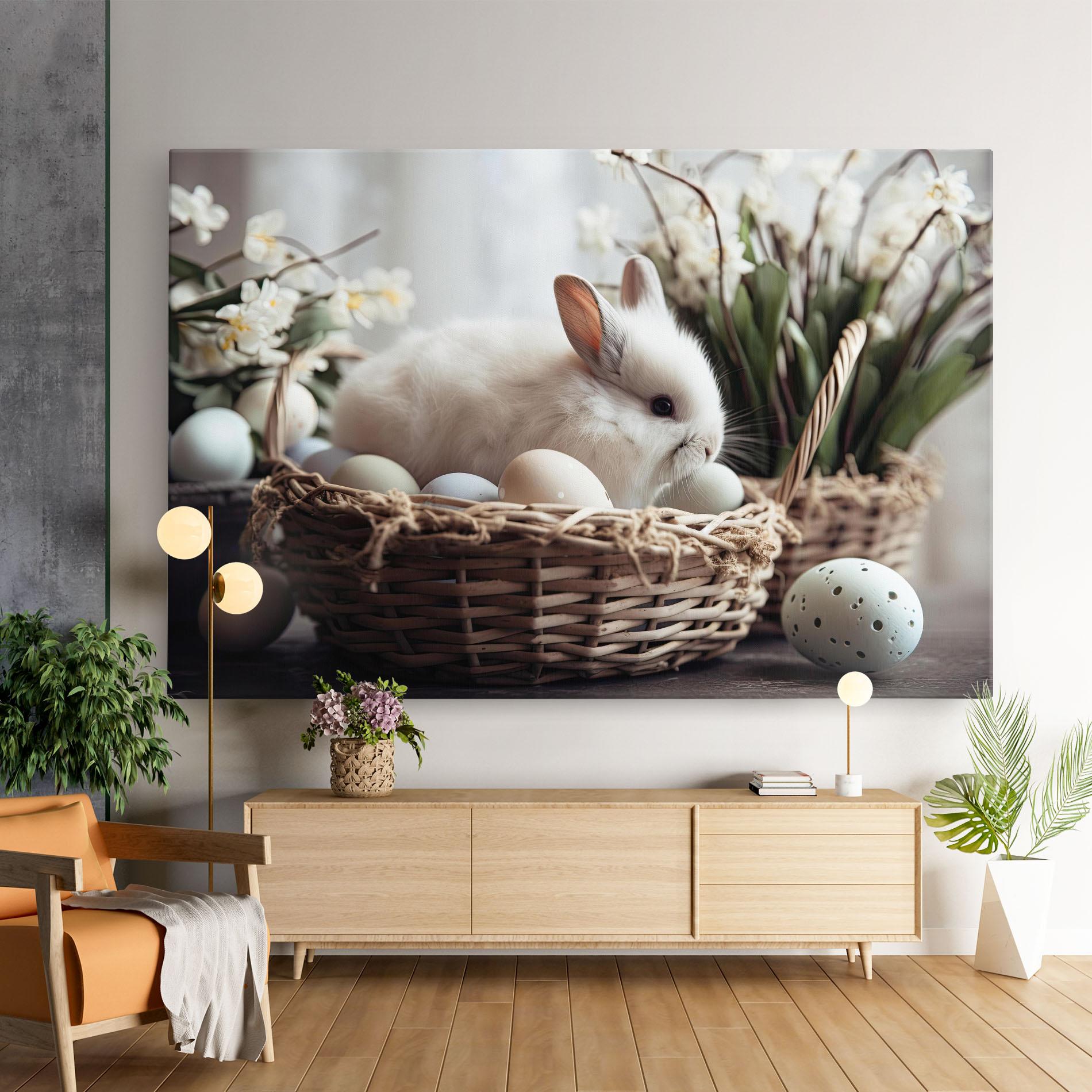 Vászonkép Cute White Easter Eggs mockup 9