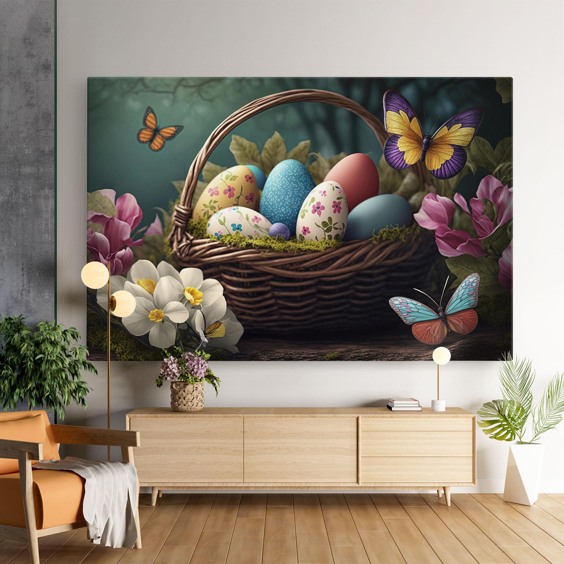 Vászonkép Easter Eggs Butterfly mockup 9