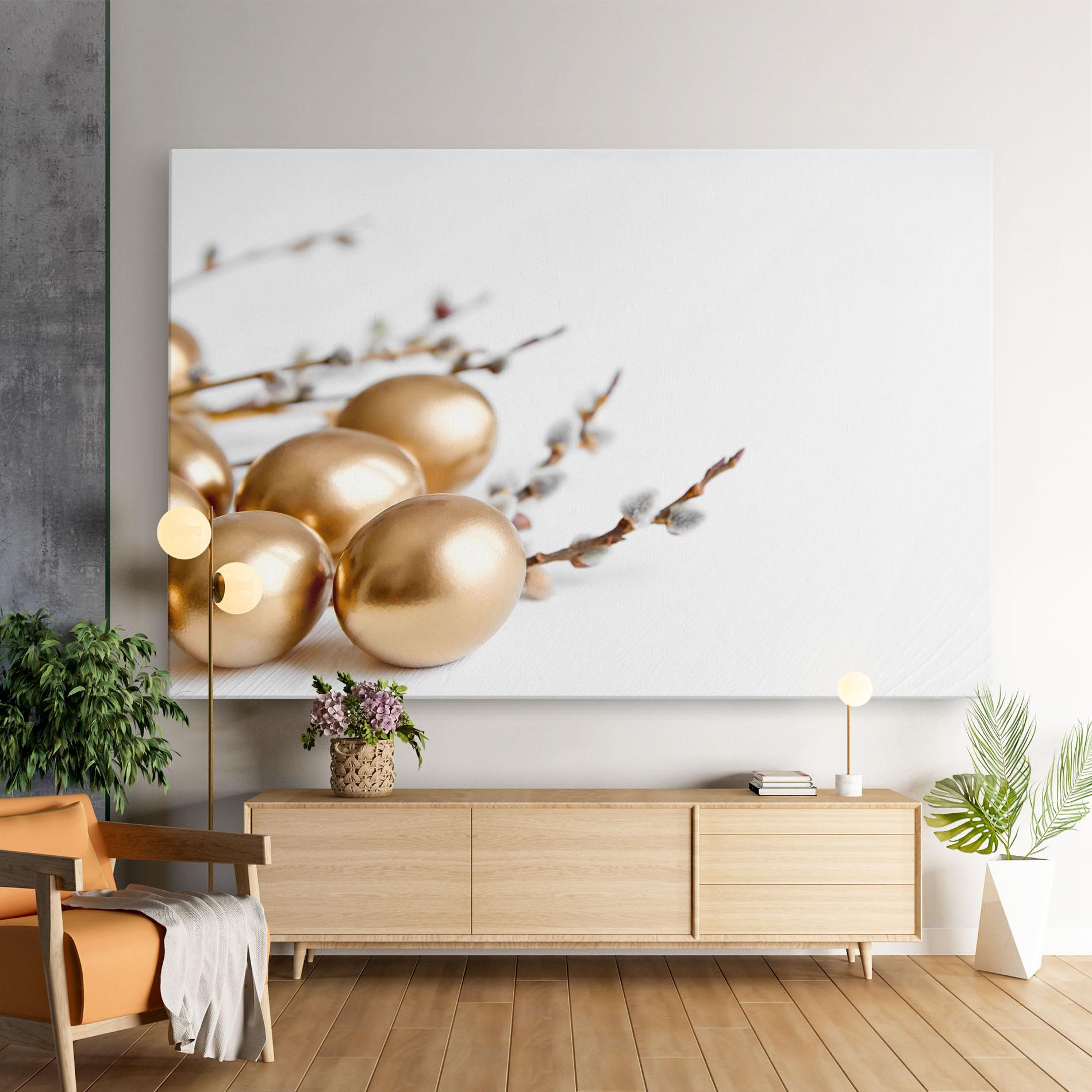 Vászonkép Easter Gold Eggs mockup 9