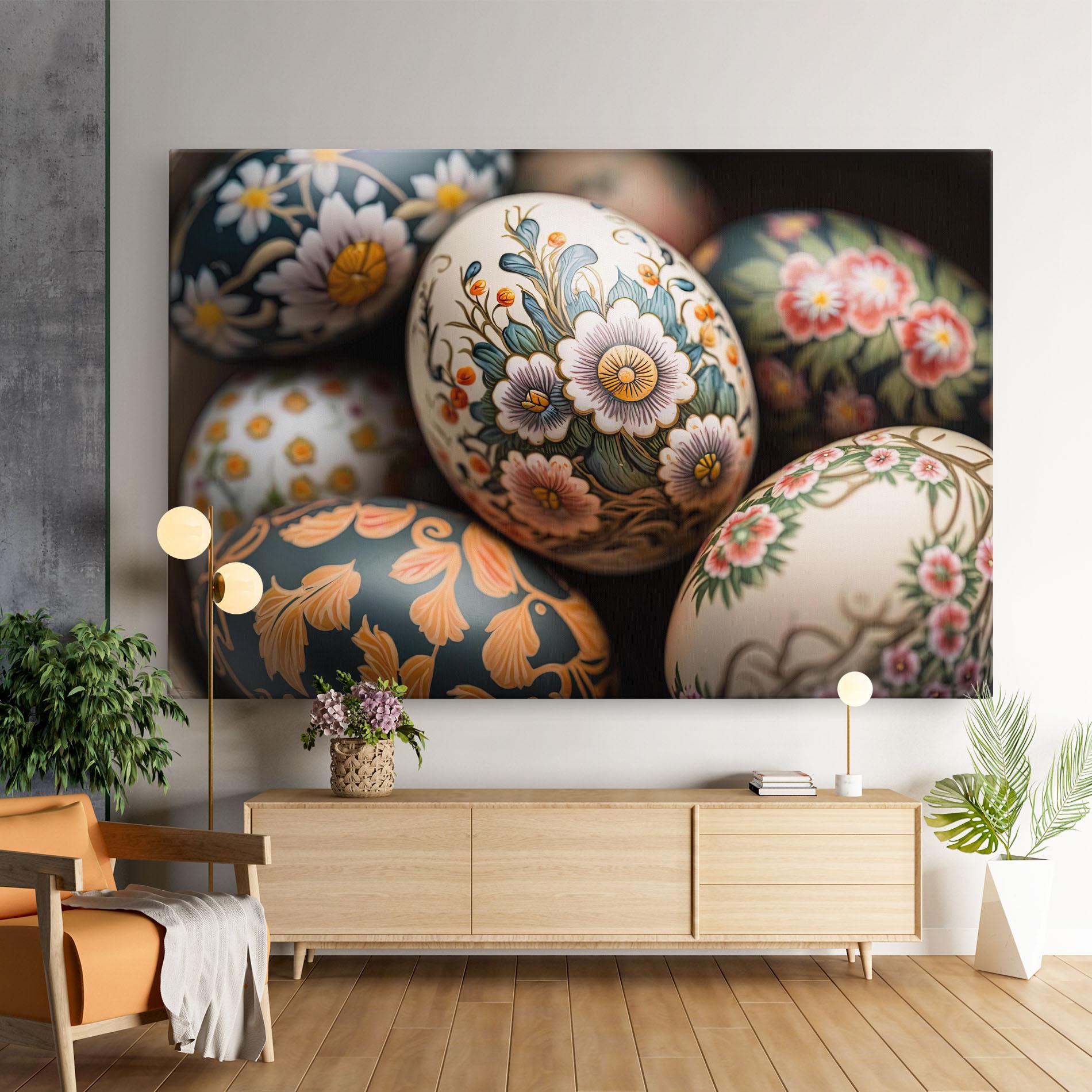 Vászonkép Floral Painted Eggs mockup 9