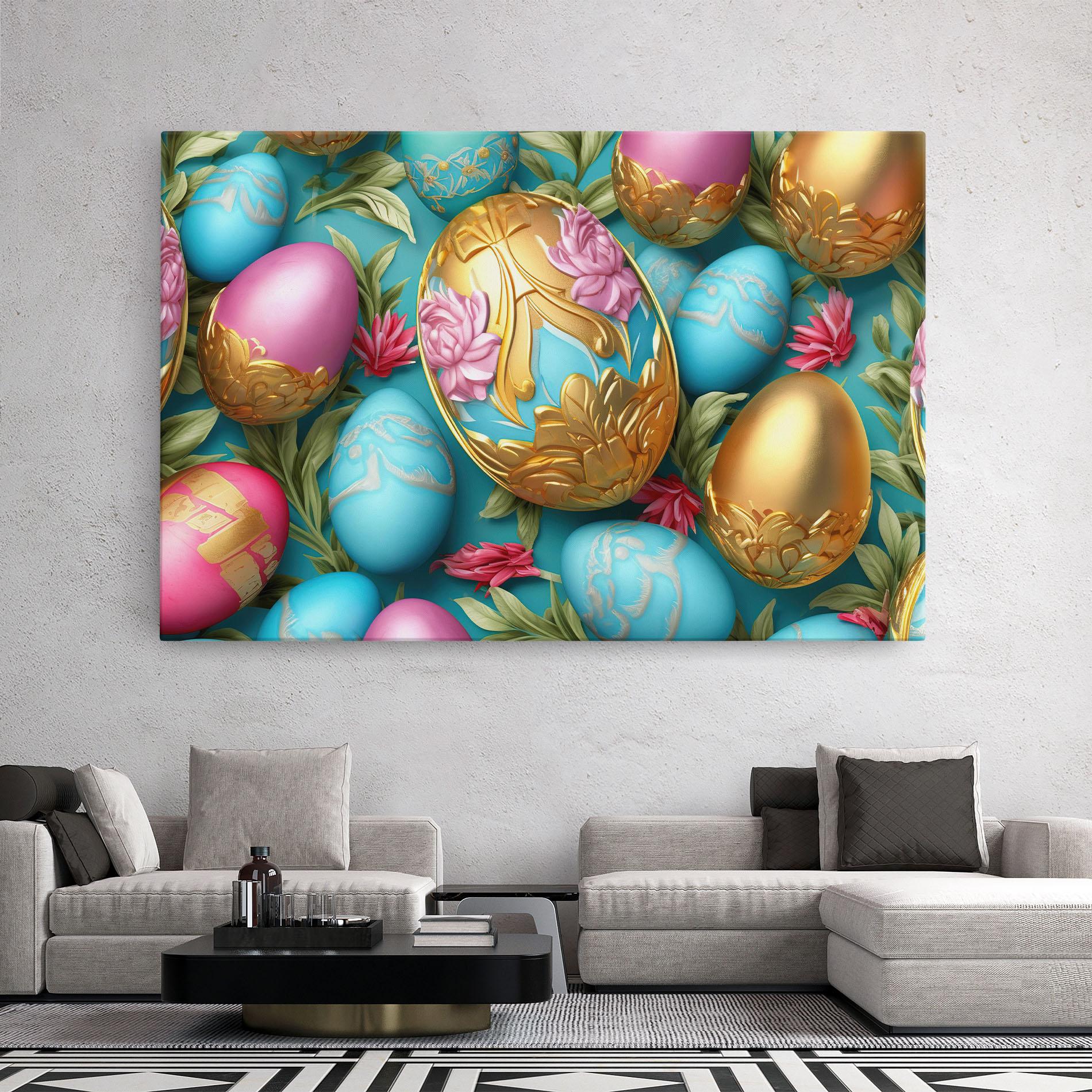 Vászonkép Blue Pink Easter Egs mockup 2