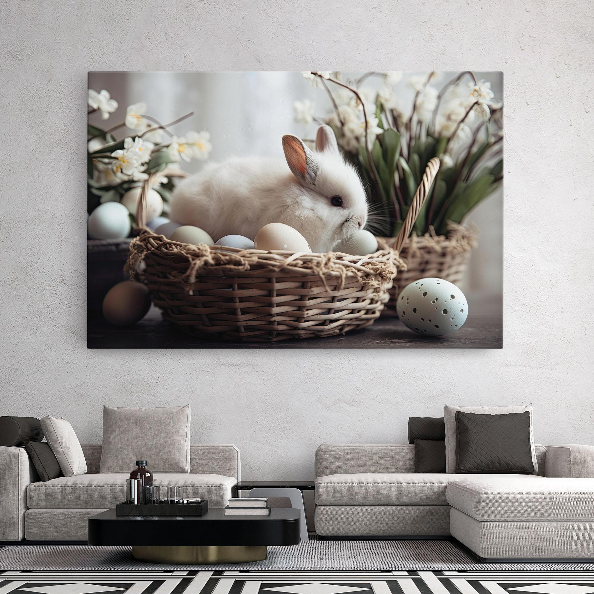 Vászonkép Cute White Easter Eggs mockup 2