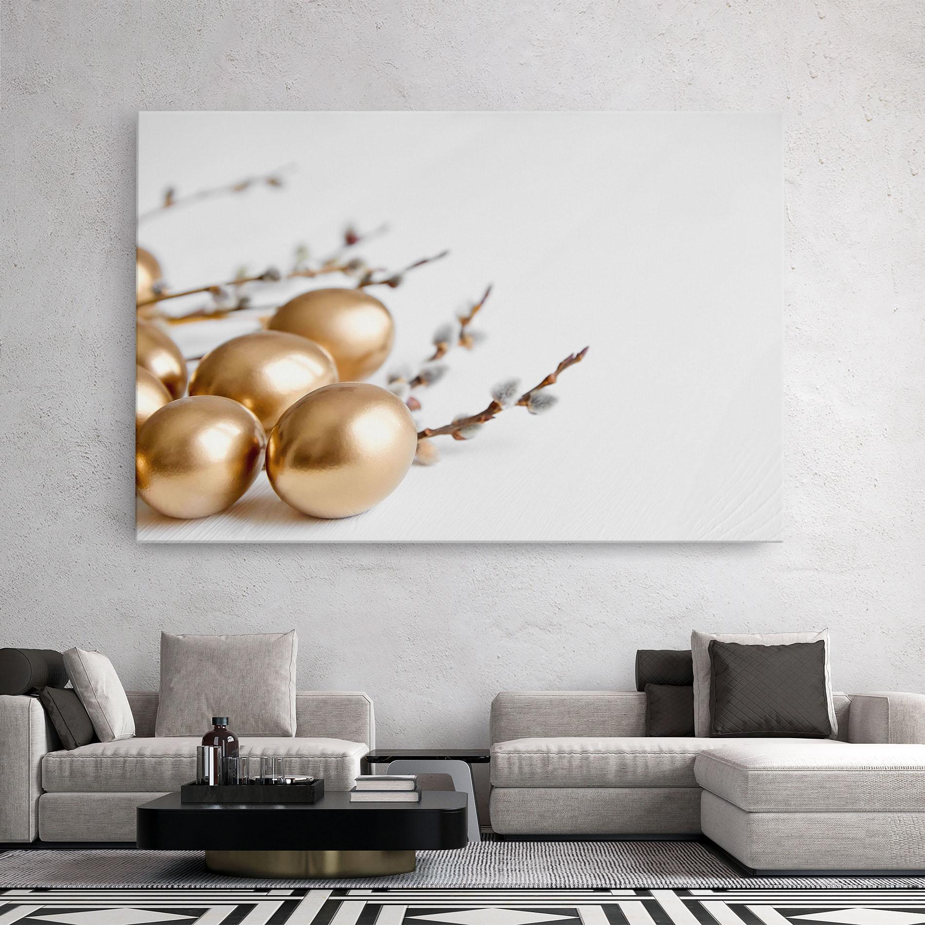 Vászonkép Easter Gold Eggs mockup 2