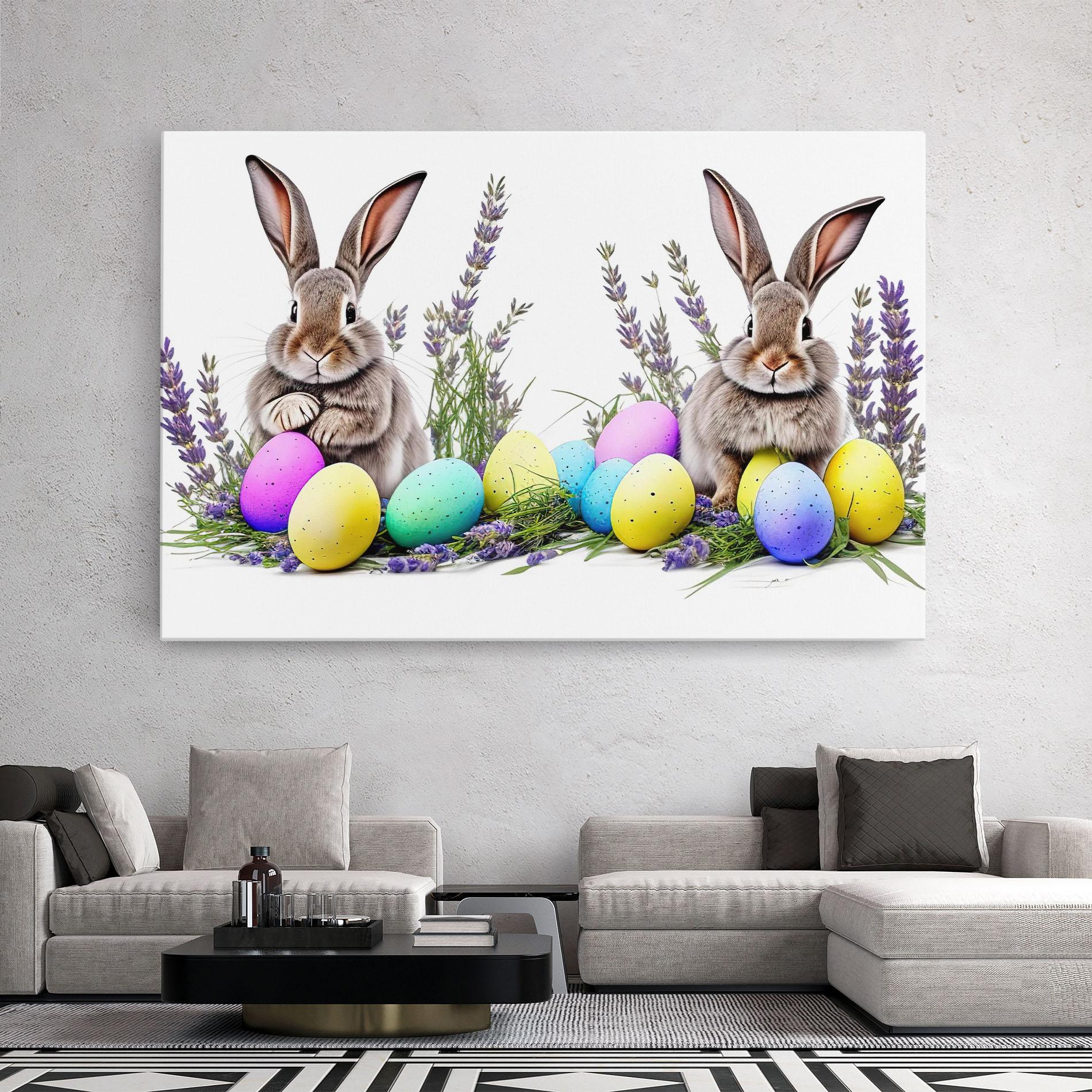 Vászonkép Flowers Easter Bunny mockup 2