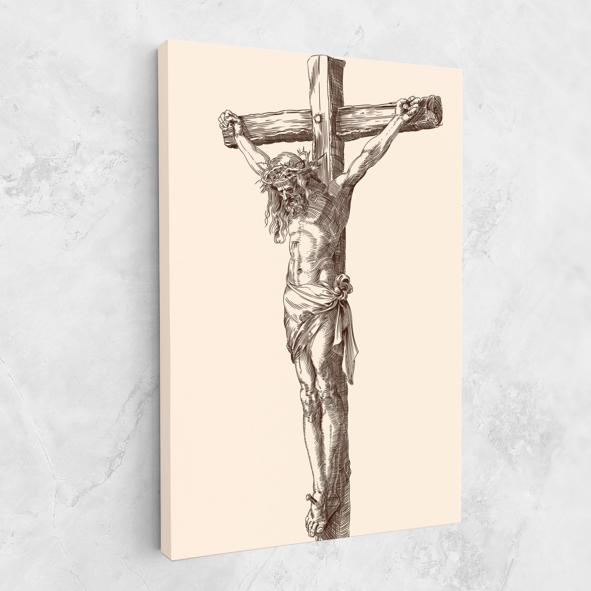 Vászonkép Brown Cross Jesus mockup 1