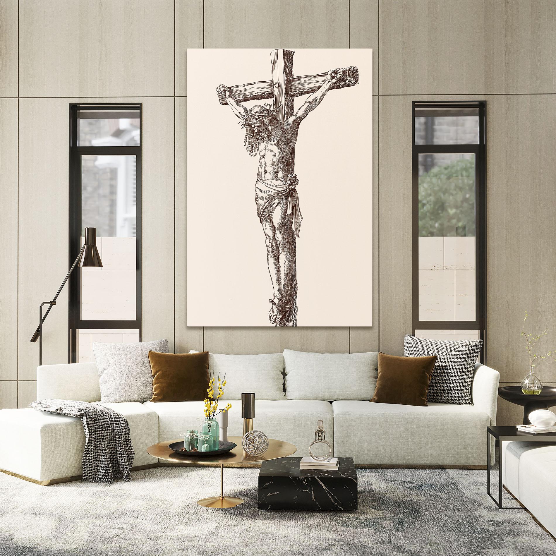 Vászonkép Brown Cross Jesus mockup 2