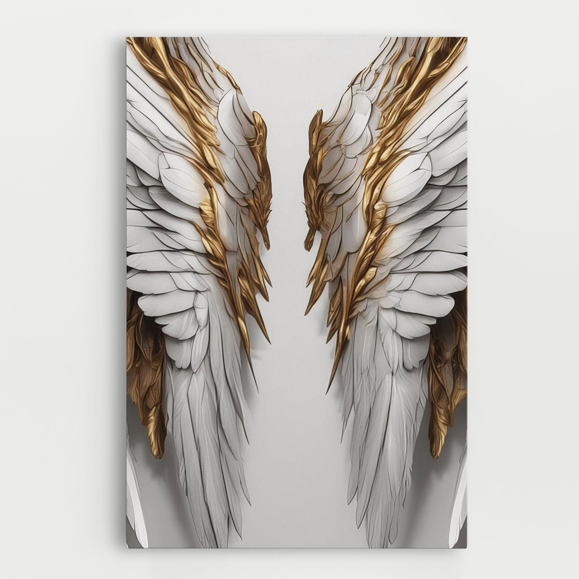 Vászonkép Realistic Gold Angel Wings mockup 0