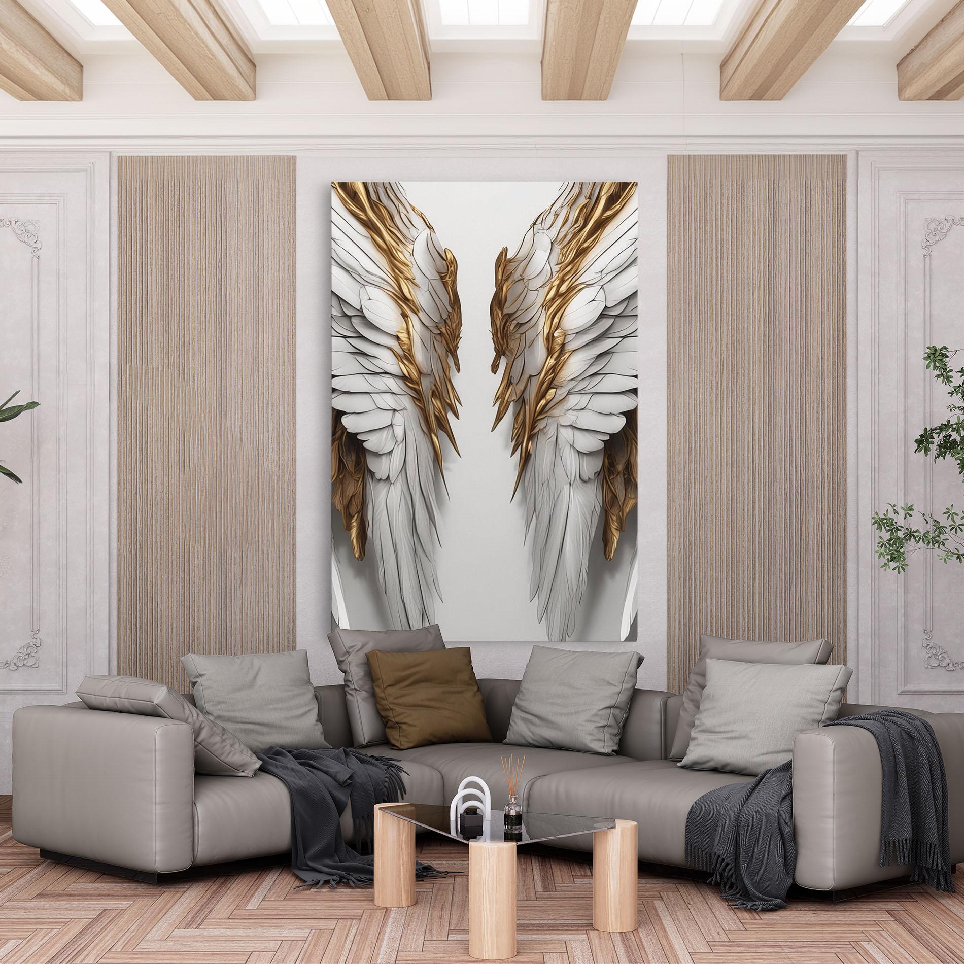 Vászonkép Realistic Gold Angel Wings mockup 6