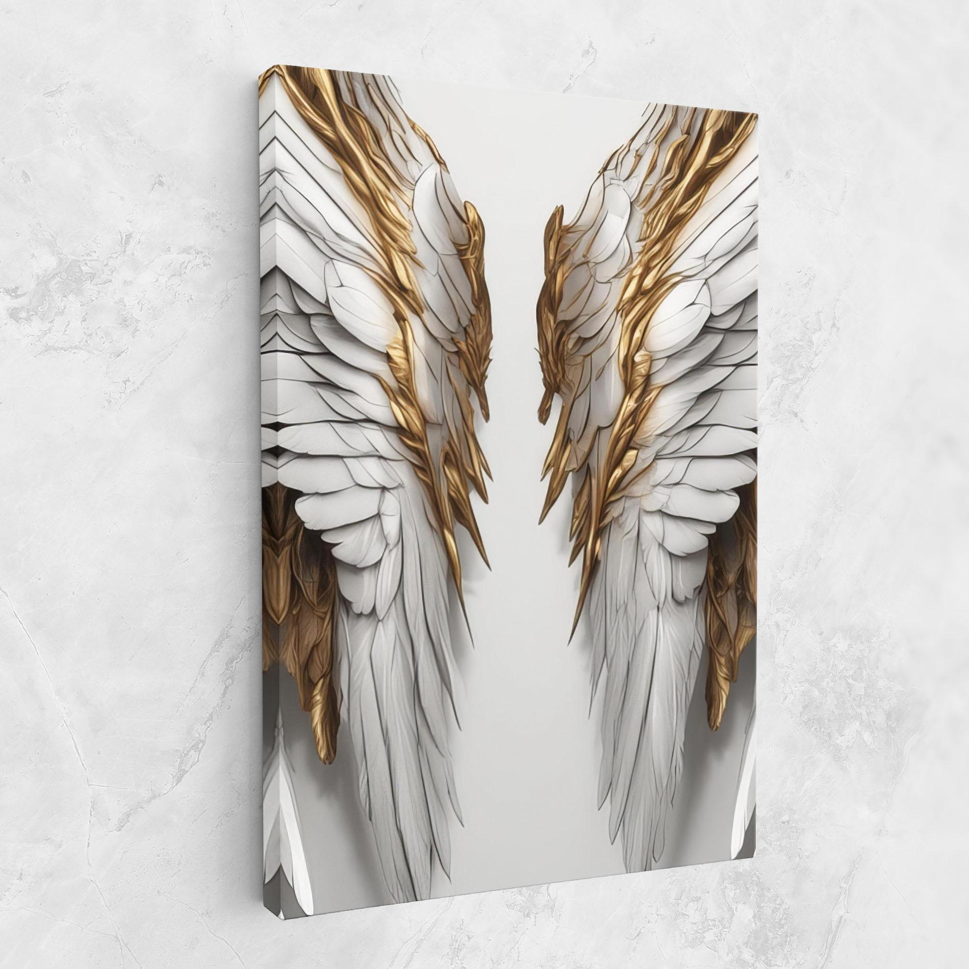 Vászonkép Realistic Gold Angel Wings mockup 1