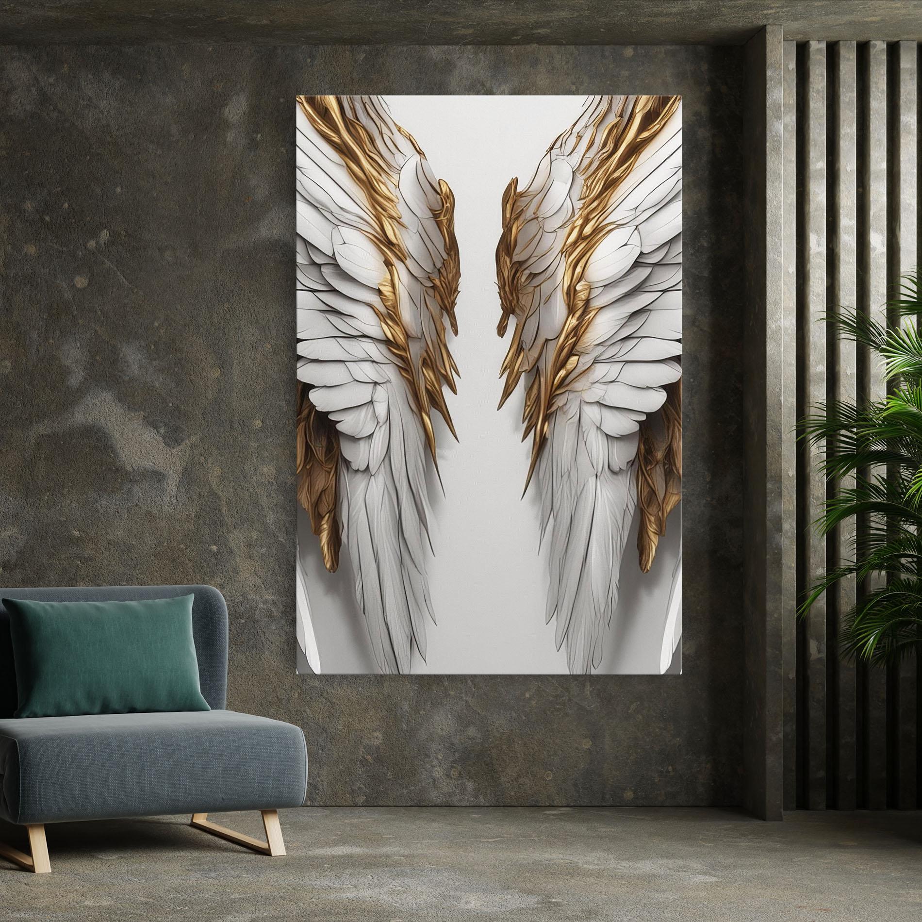 Vászonkép Realistic Gold Angel Wings mockup 7