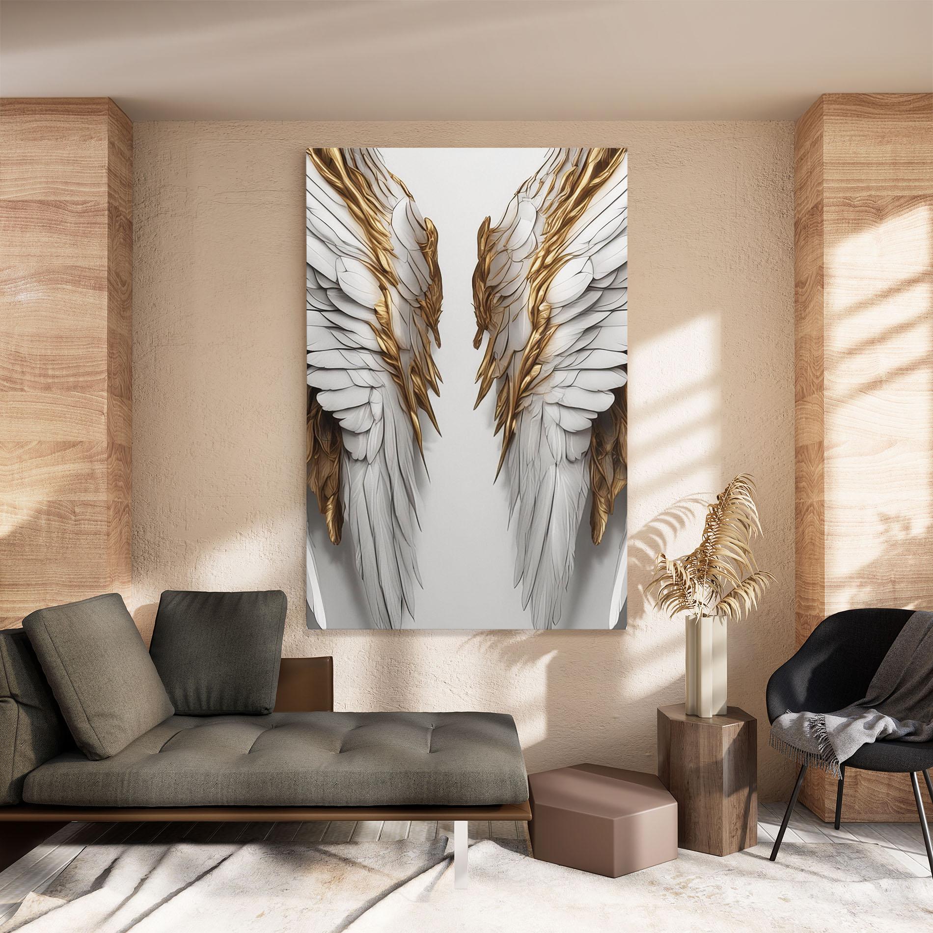 Vászonkép Realistic Gold Angel Wings mockup 8