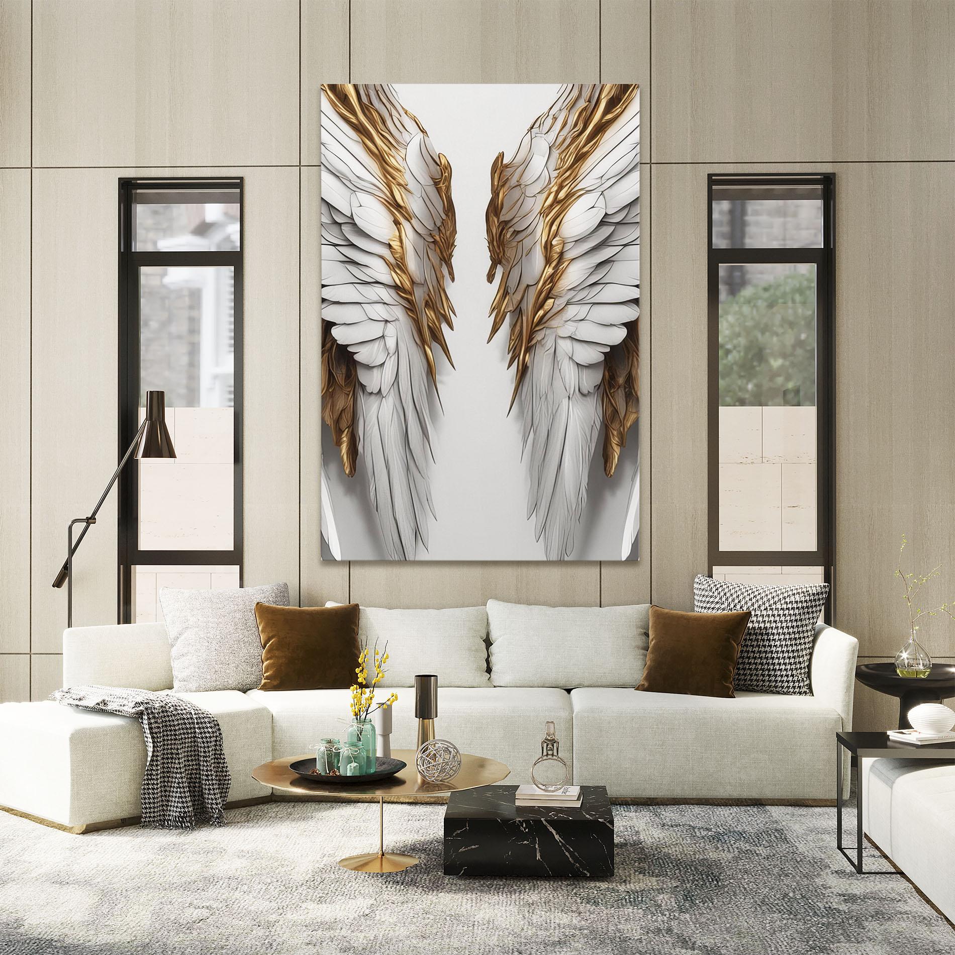 Vászonkép Realistic Gold Angel Wings mockup 2