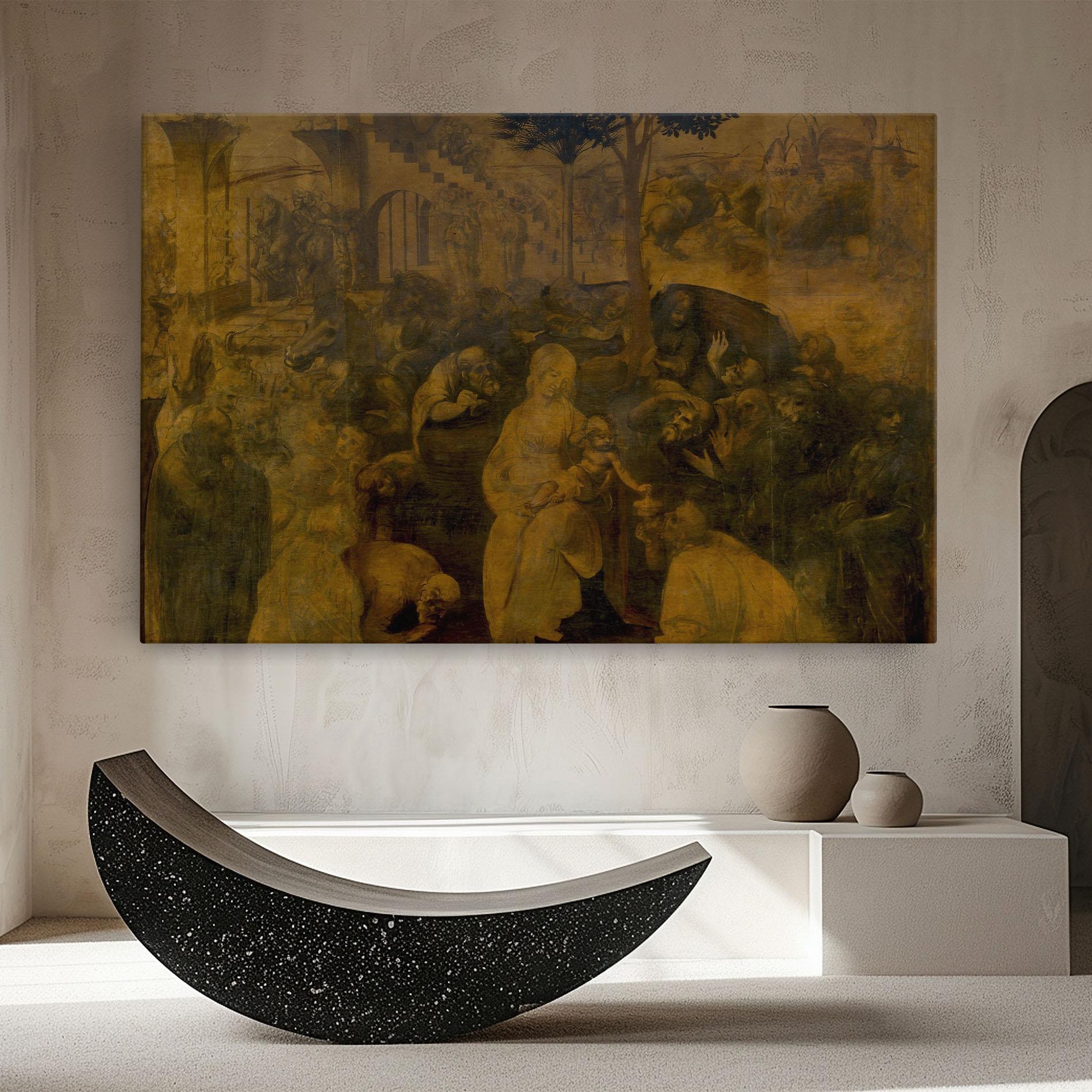 Vászonkép Leonardo Da Vinci Adorazione Dei Magi mockup 8